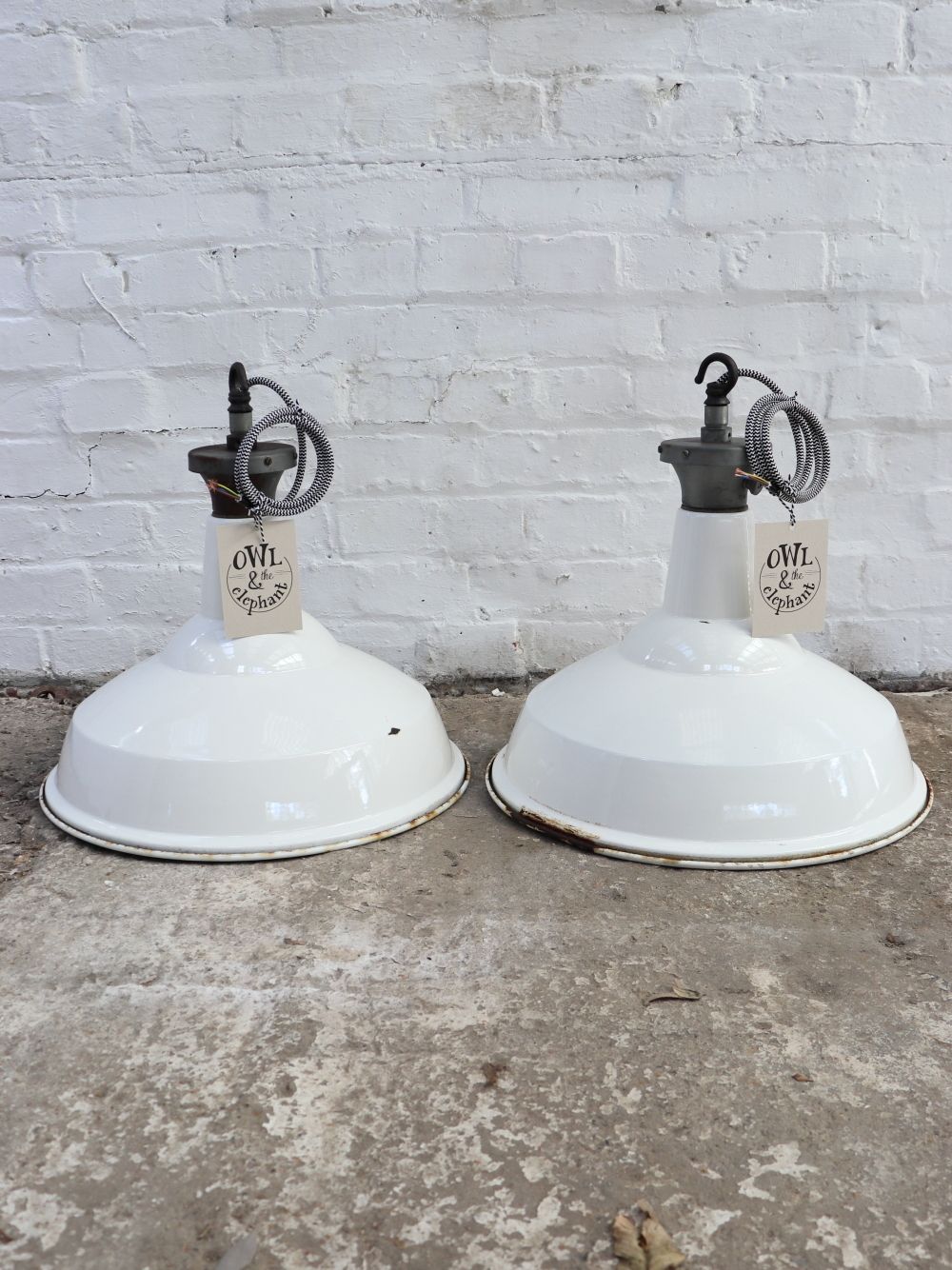 Large Vintage Benjamin Factory Pendant Light   1 Left
