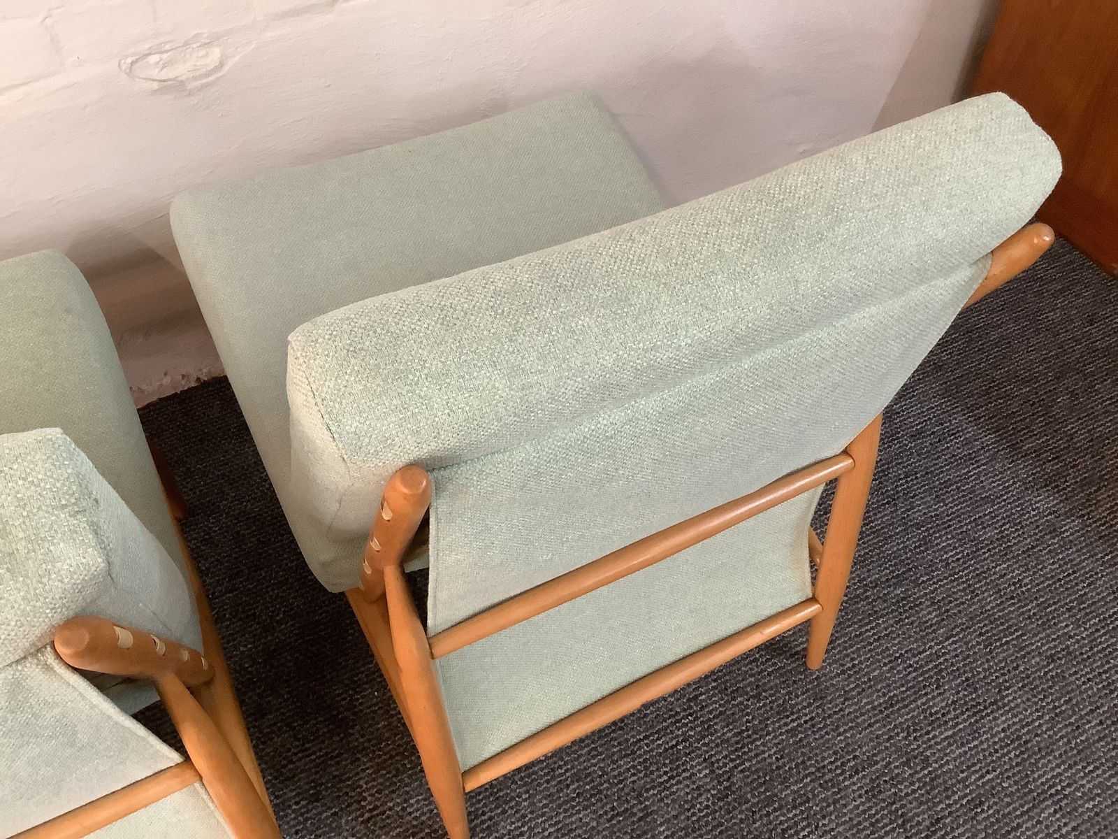 photo buy Pair Of Ercol 427 Easy Chairs. Produced 1959/70.