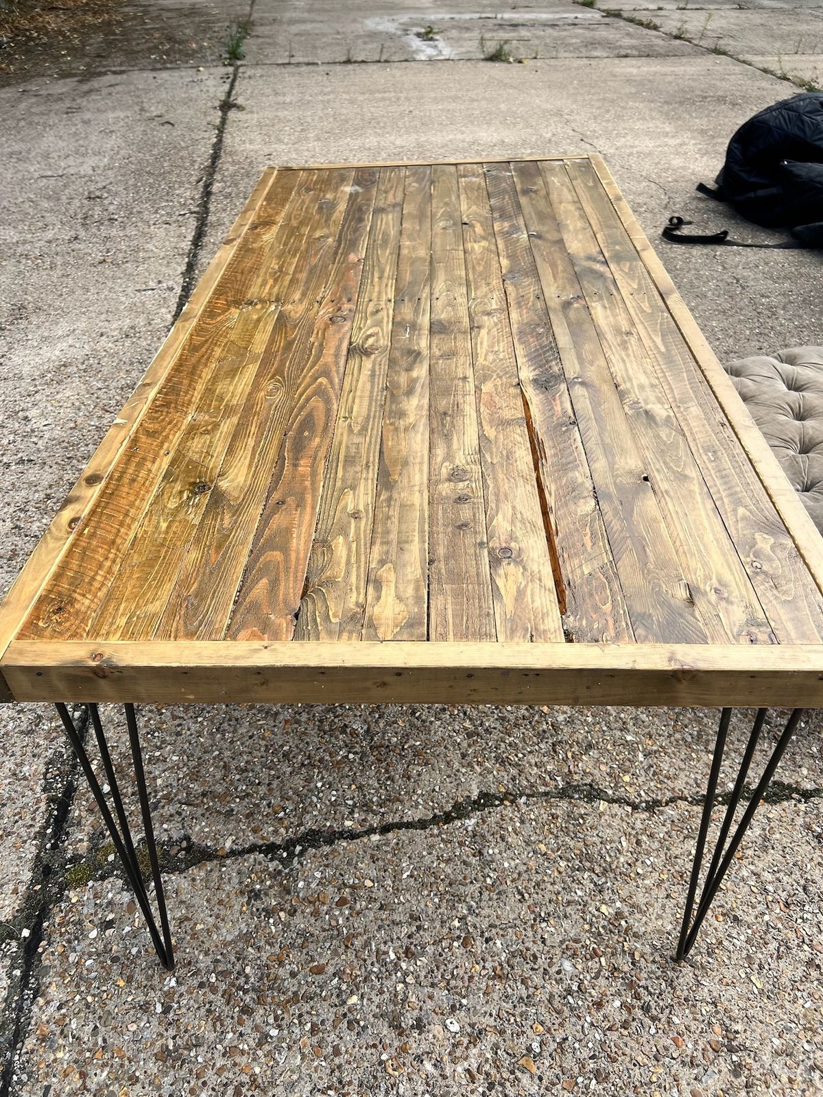 Industrial Dining Table – 6 Seater With Hairpin Legs (200cm X 95cm)