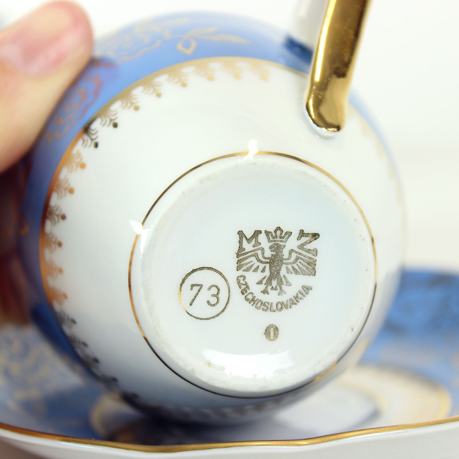 Vintage Blue & Gold Porcelain Tea Set By Stará Role, Czechoslovakia, 1950s photo furniture