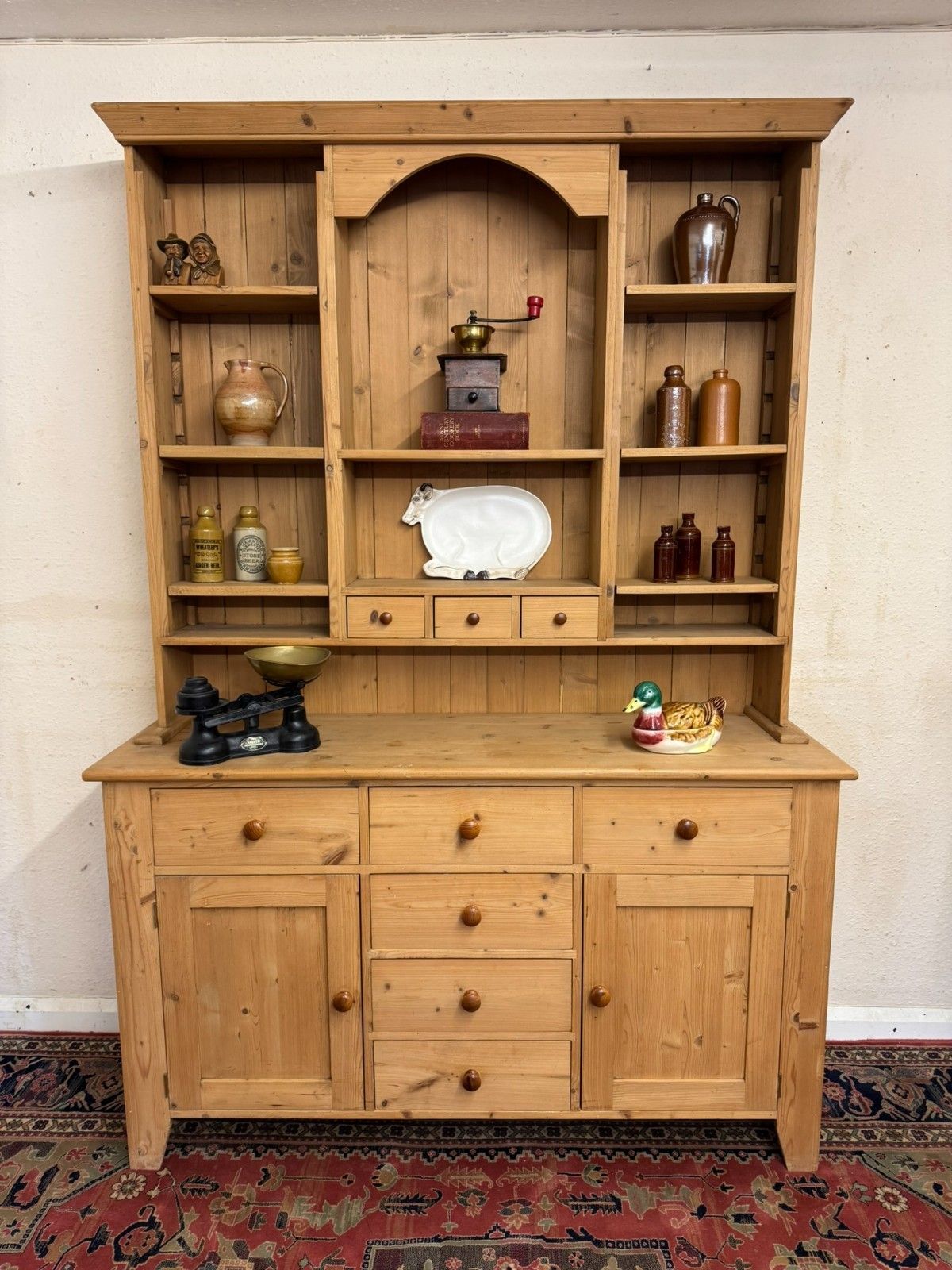 Fantastic Quality Mid Century Pine Dresser With Shelf Back Circa 1950 photo for sale
