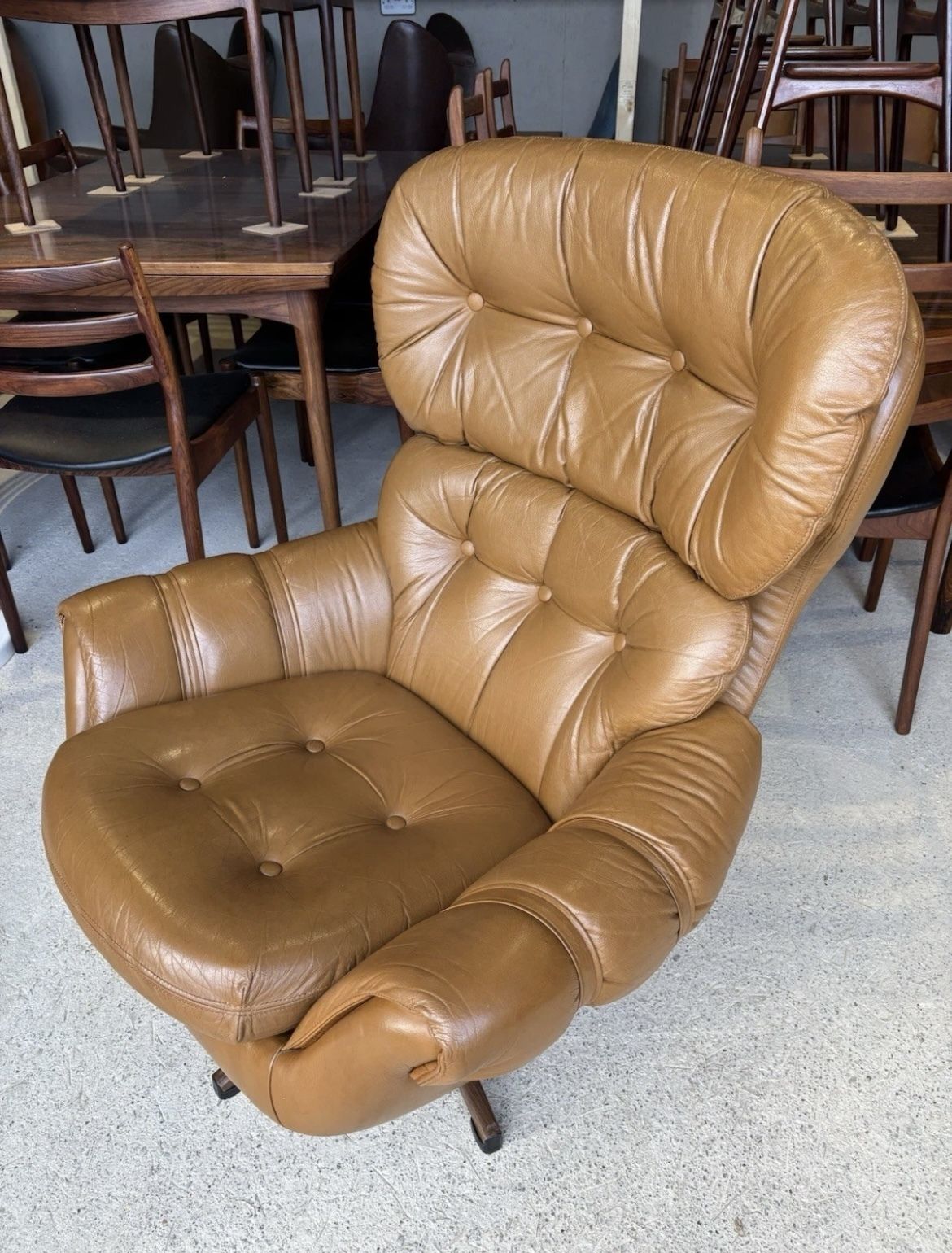 845.0 Mid Century Scandinavian Swivel Lounge Chair By Swedfurn, "Slätte Gungan” photo