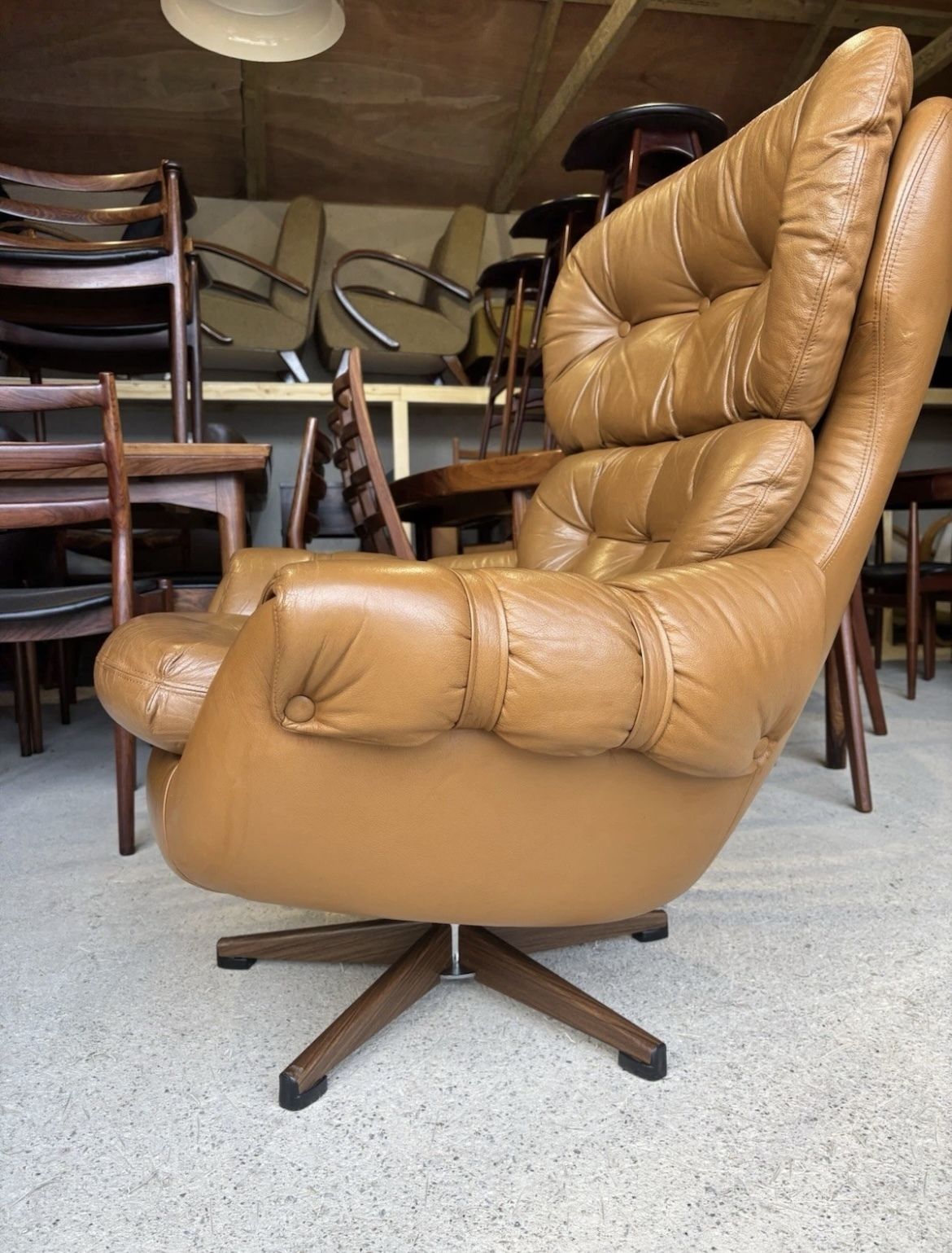 photo buy Mid Century Scandinavian Swivel Lounge Chair By Swedfurn, "Slätte Gungan”