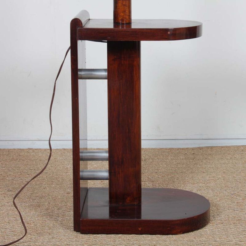 Modernist Floor Lamp In Wood And Chromed Metal, Attributed To Dim, 1930 photo Lighting