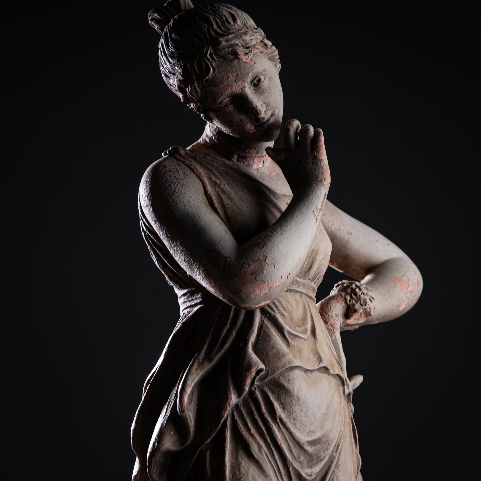 Terracotta Dancer With Finger To Chin After Antonio Canova, 19th Century photo for sale