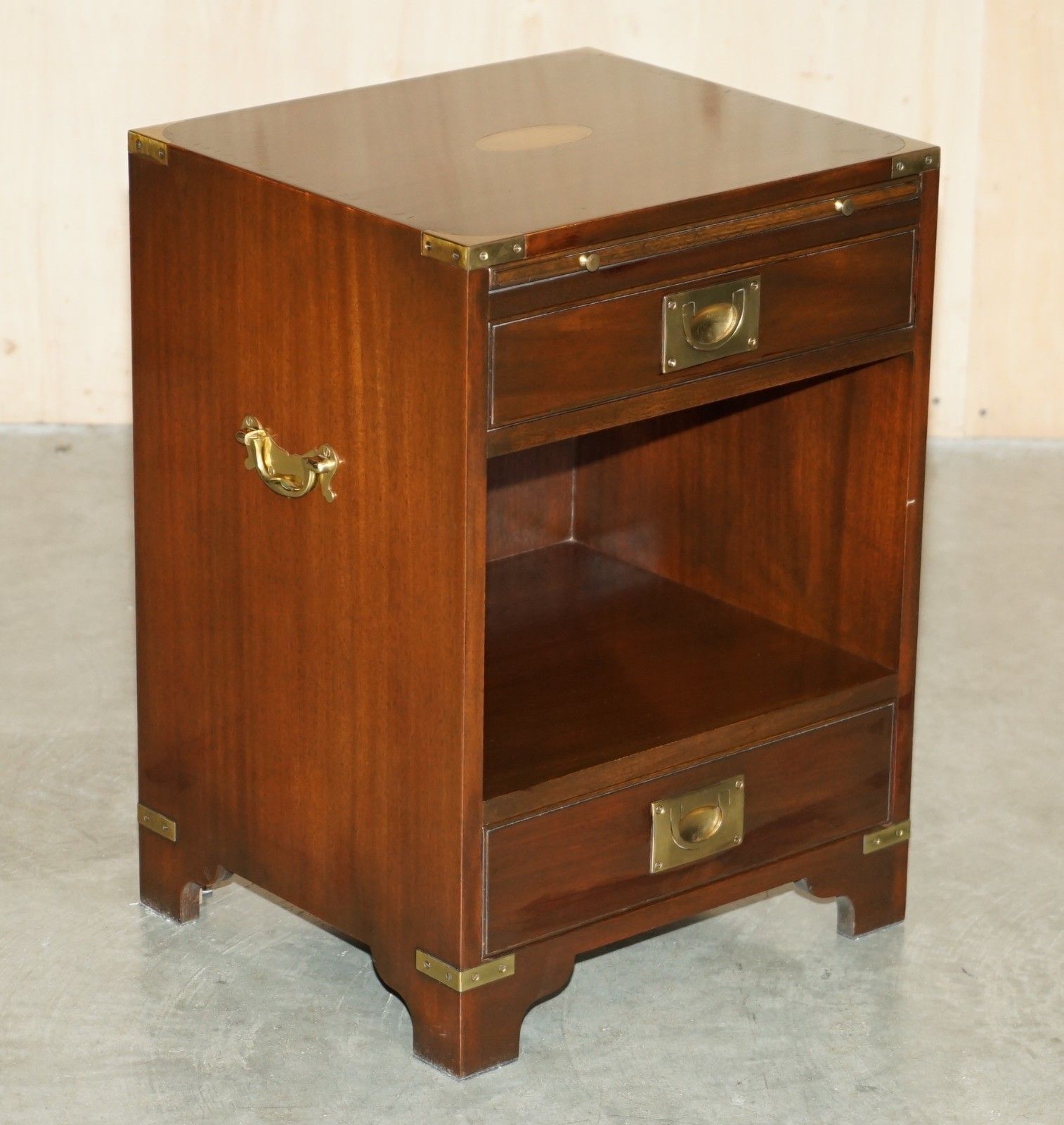Harrods Kennedy Military Campaign Side End Table Drawers Inc Butlers Slip Tray photo furniture