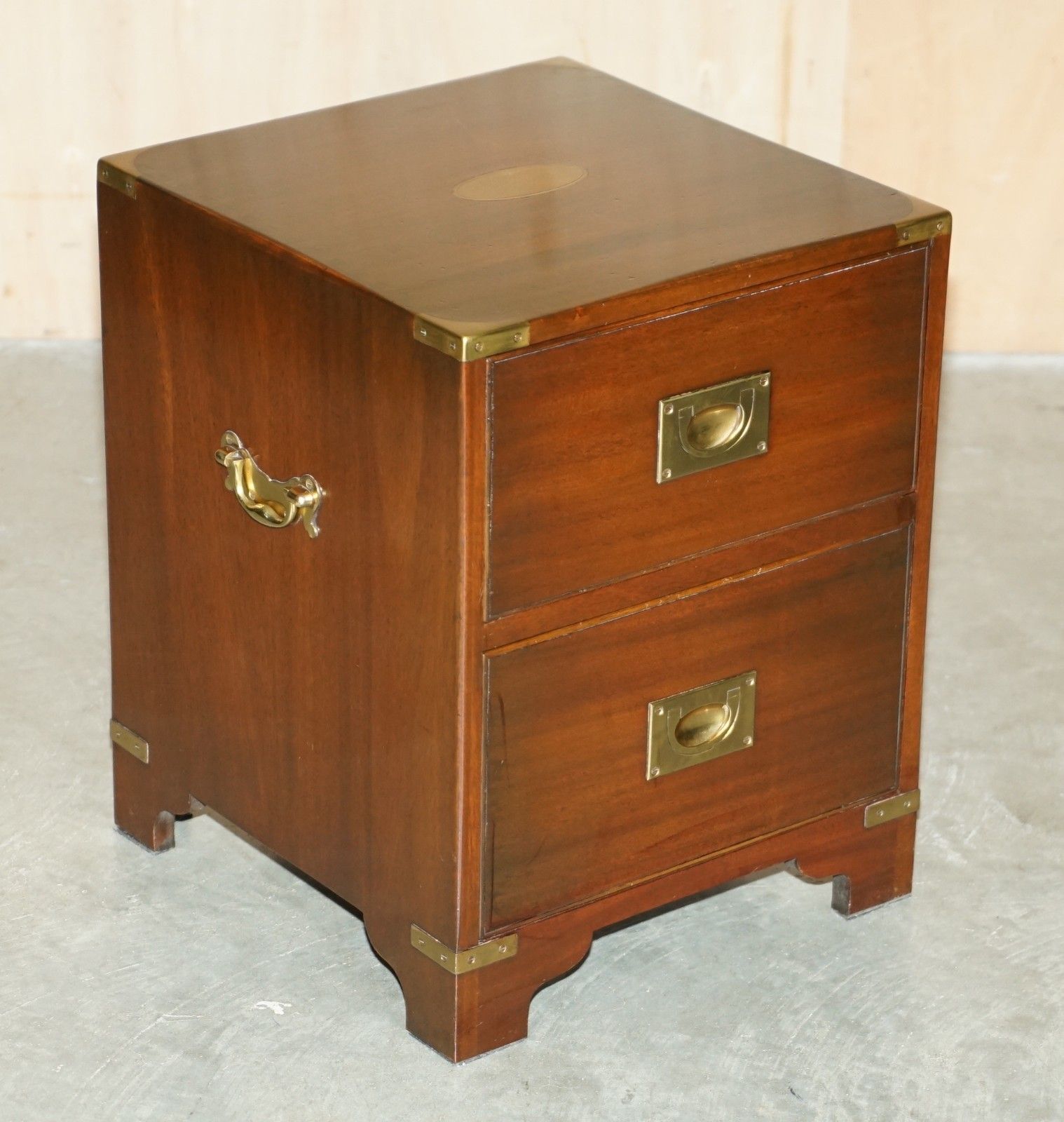 Stunning Mahogany Brass Harrods Kennedy Military Campaign Side End Table Drawers photo furniture