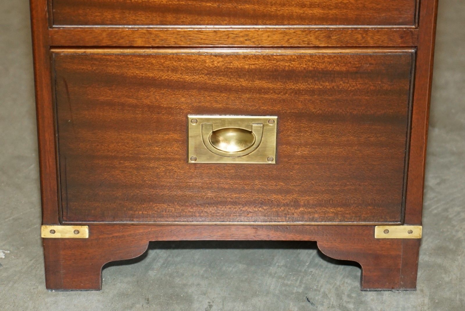 Stunning Mahogany Brass Harrods Kennedy Military Campaign Side End Table Drawers photo vinterior