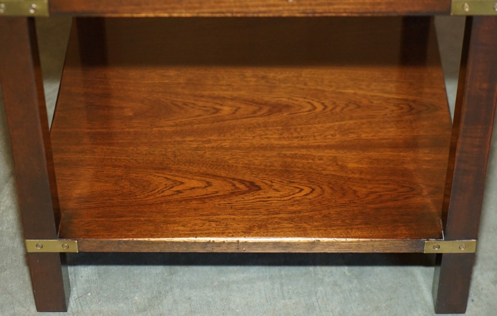 Pair Of Mahogany Harrods London Kennedy Military Campaign High Side End Tables photo vintage