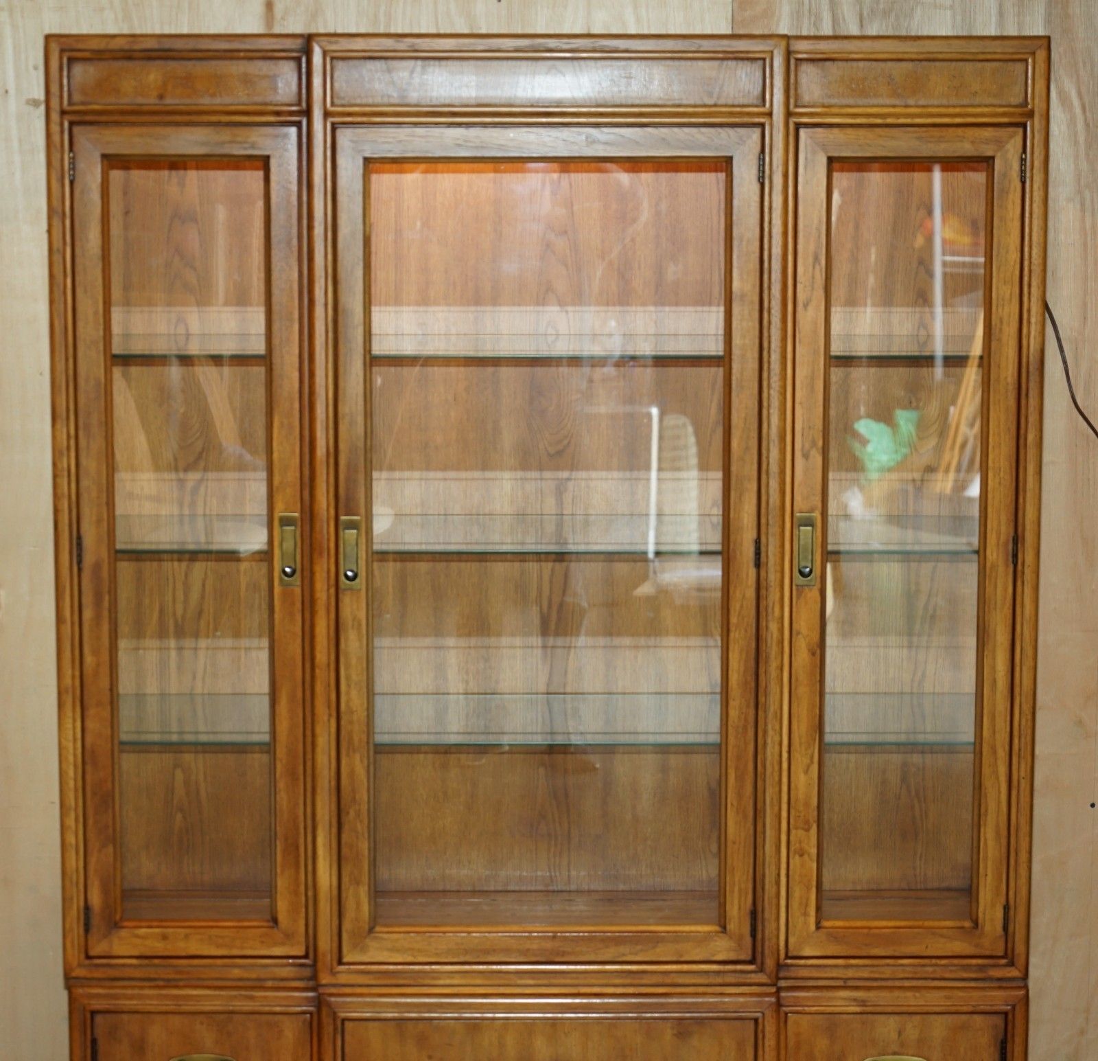 photo furniture Vintage Triple Spot Light Military Campaign Drexel Heritage Cabinet Bookcase