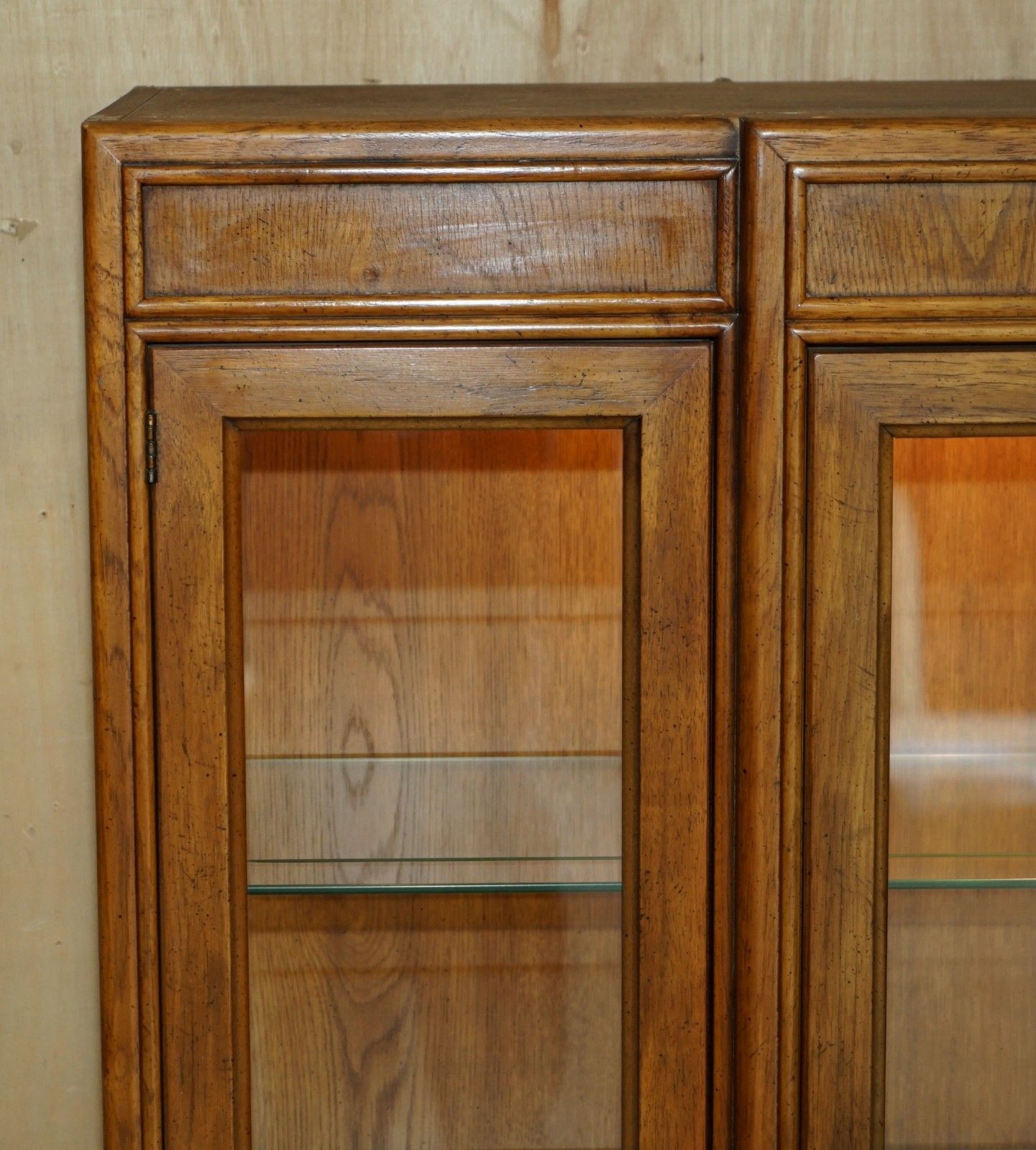 photo for sale Vintage Triple Spot Light Military Campaign Drexel Heritage Cabinet Bookcase