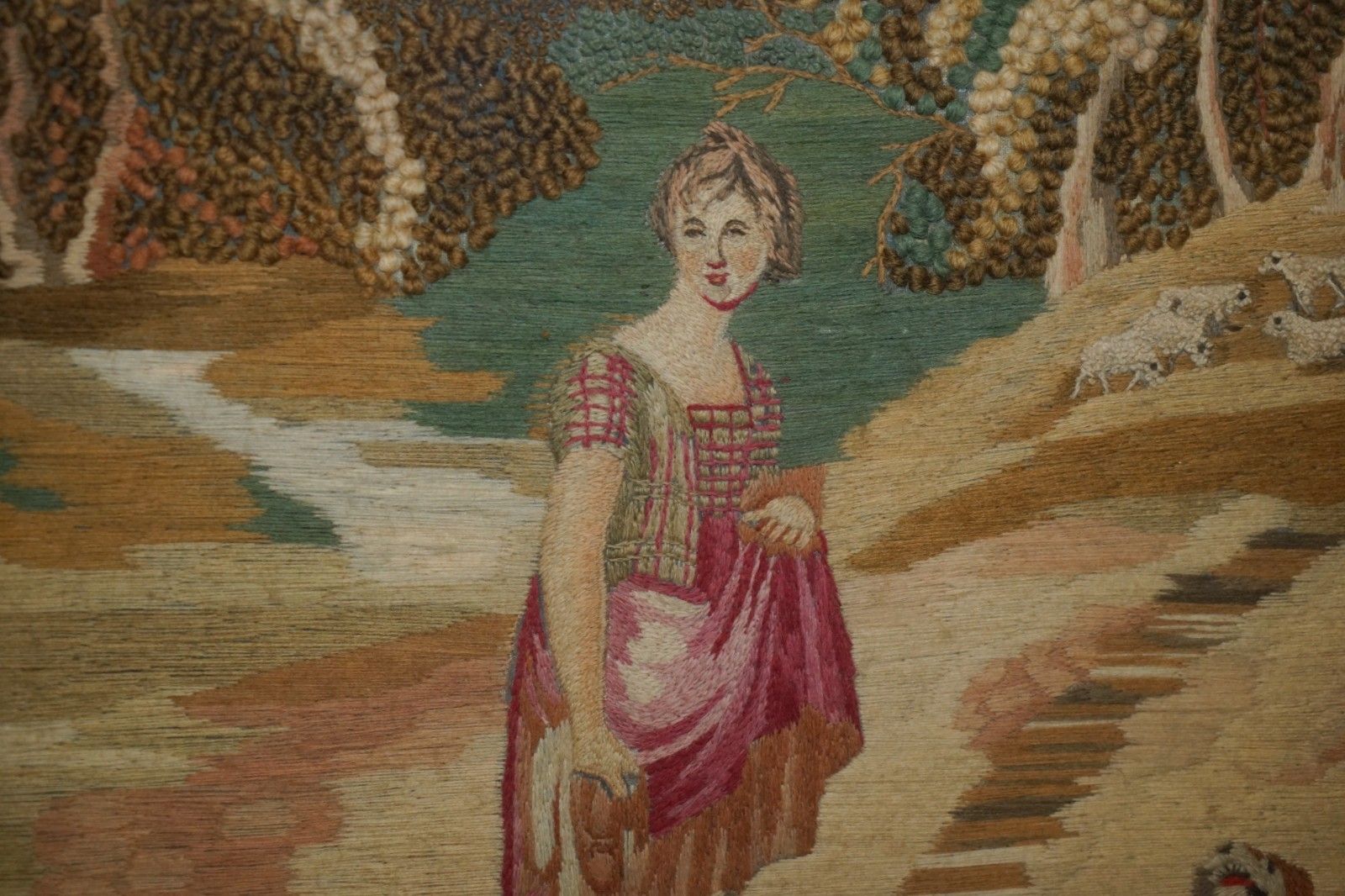 Georgian Circa 1820 Silk & Wool Work Stumpwork Style Embroidery Tapestry Picture photo Art