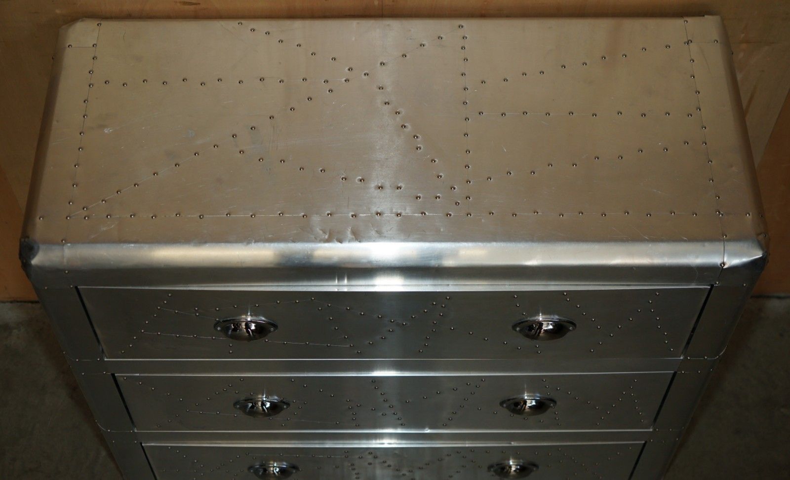 Cool Pair Of Vintage Aviator Hand Hammered Chest Of Drawers Industrial Style photo 2750.0