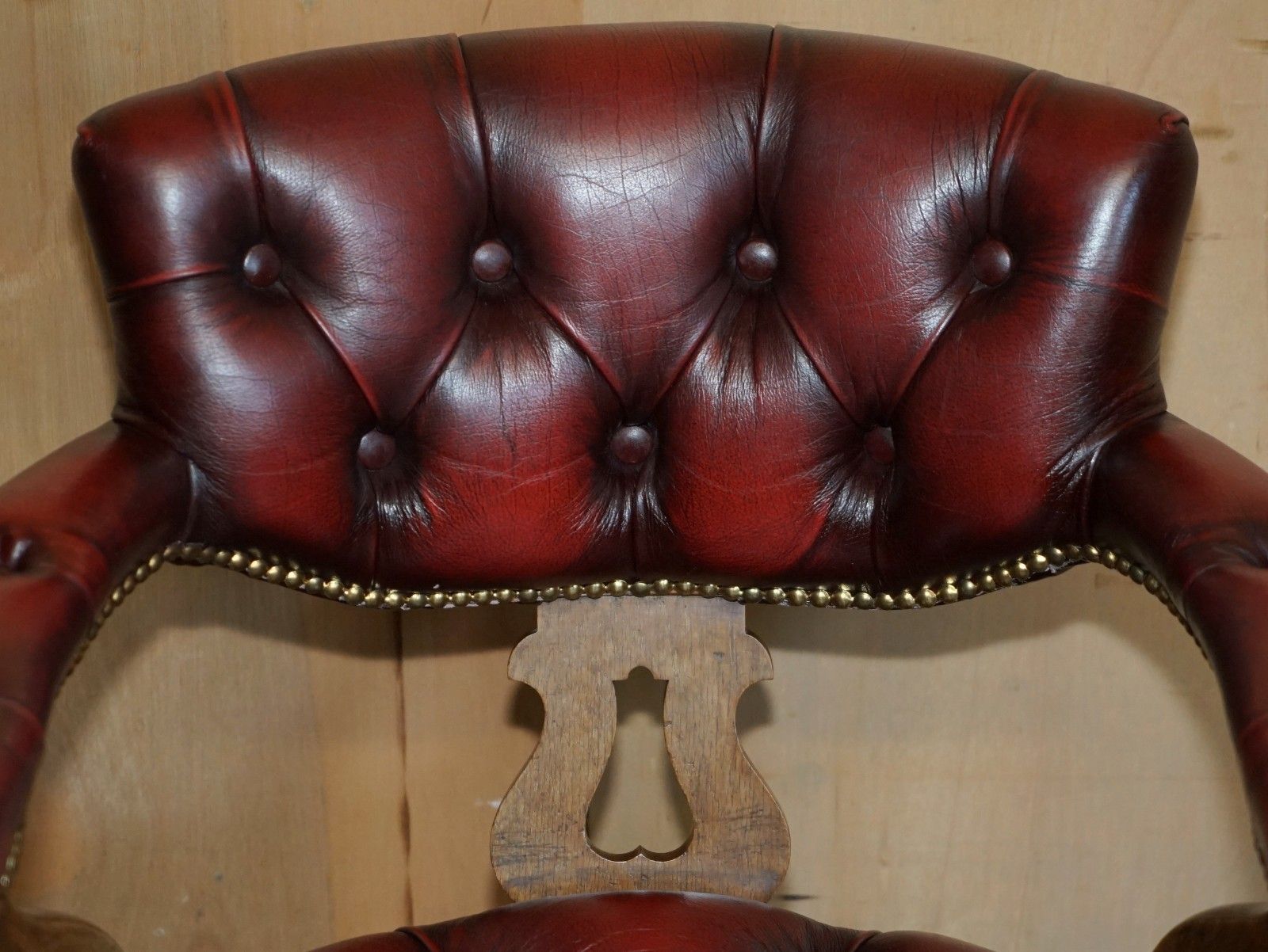 Fine Antique Victorian Chesterfield Tufted Oxblood Leather Captains Swivel Chair photo 2750.0