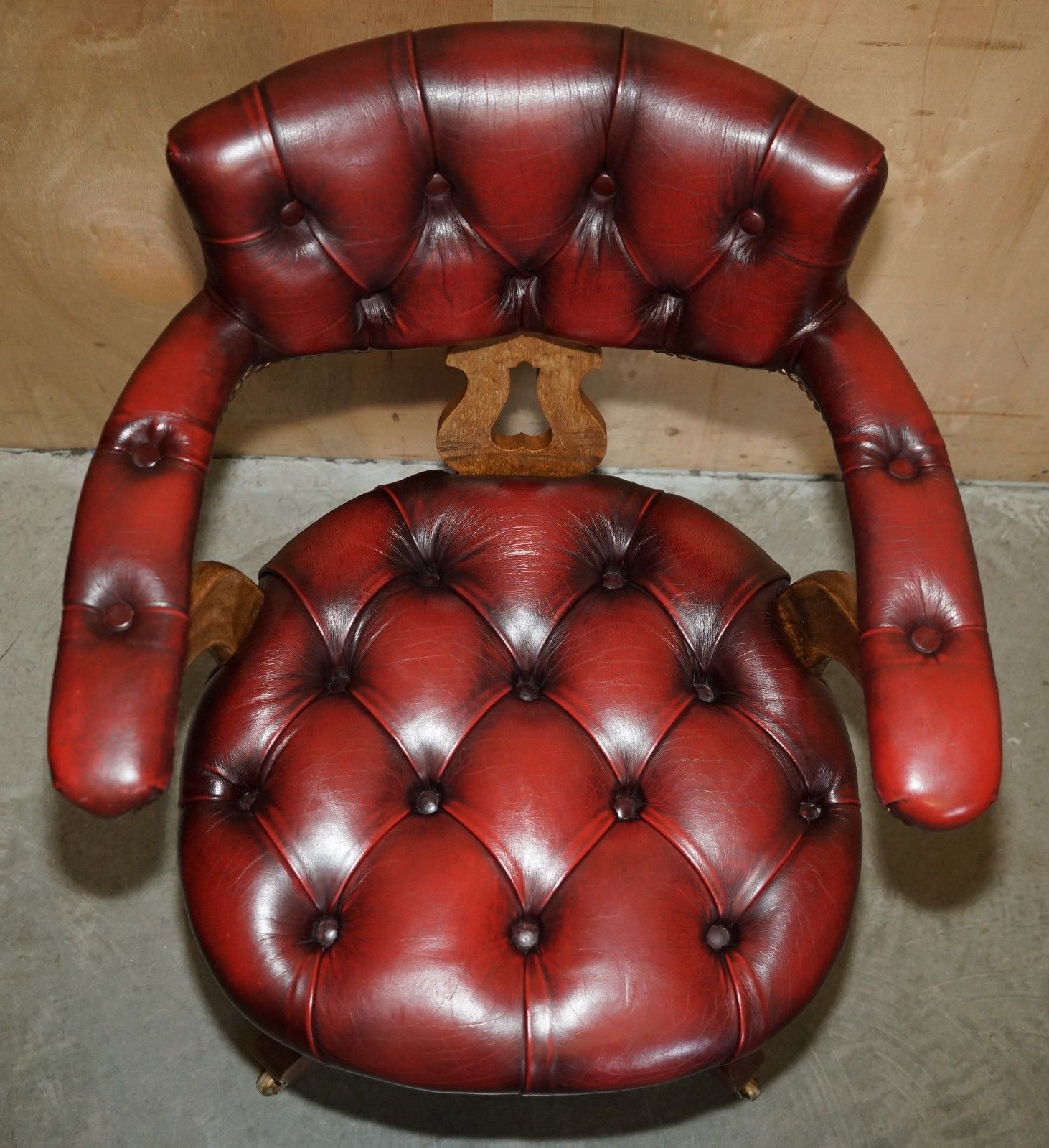 Fine Antique Victorian Chesterfield Tufted Oxblood Leather Captains Swivel Chair photo buy