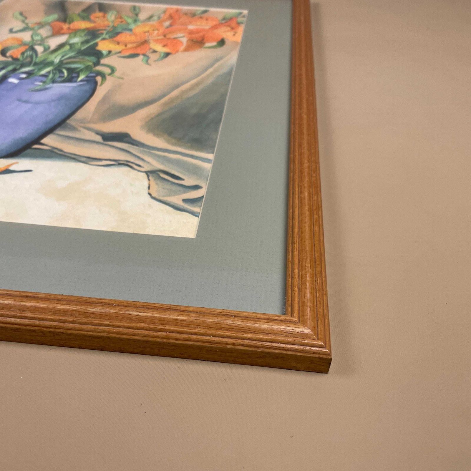 Vintage Watercolour Painting Still Life Floral Picture Flowers Wooden Frame Original Art Artwork Rectangle Portrait Wall Hanging Vase photo buy