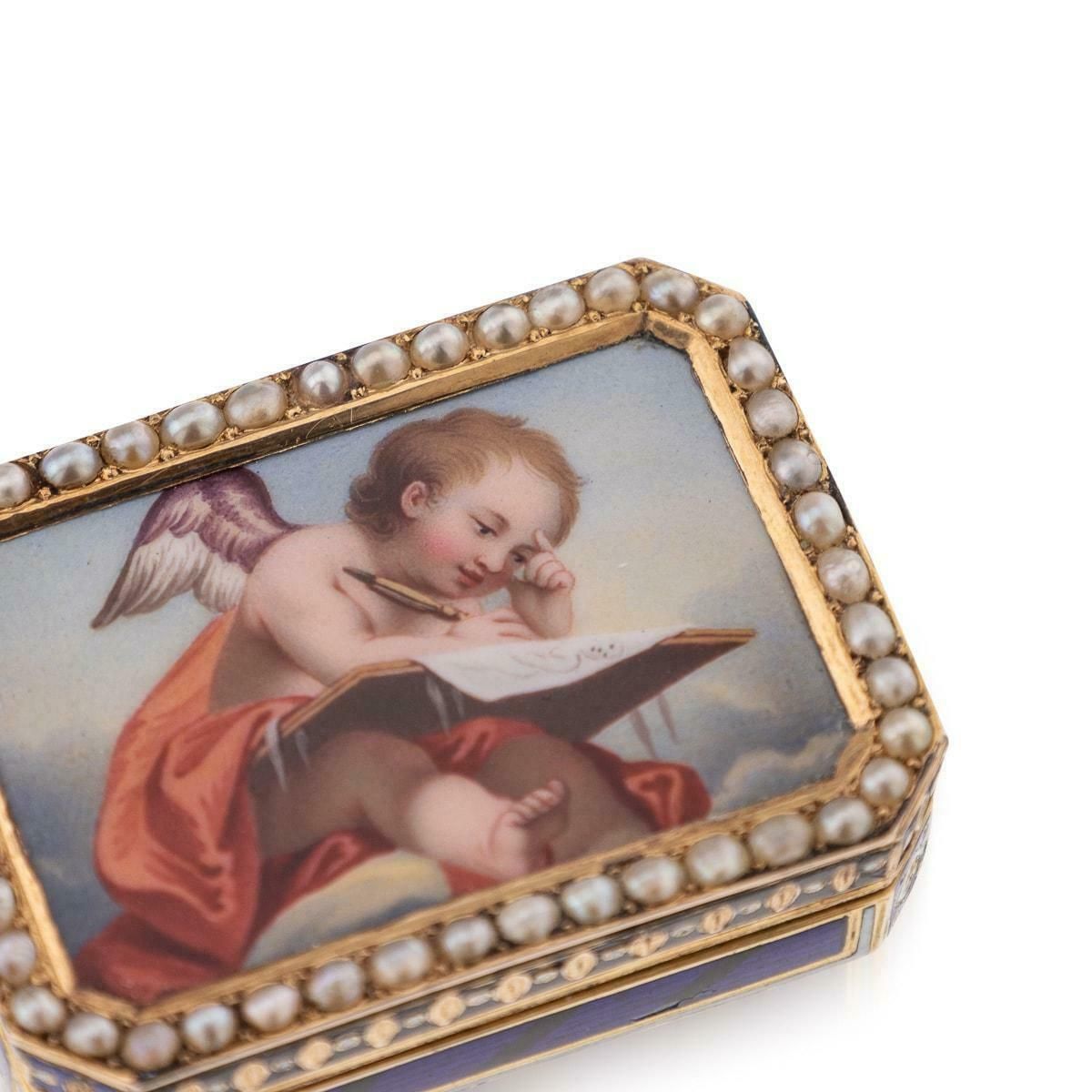 19th Century Swiss 18k Gold & Enamel Vinaigrette, Jean Georges Rémond C.1800 photo vintage