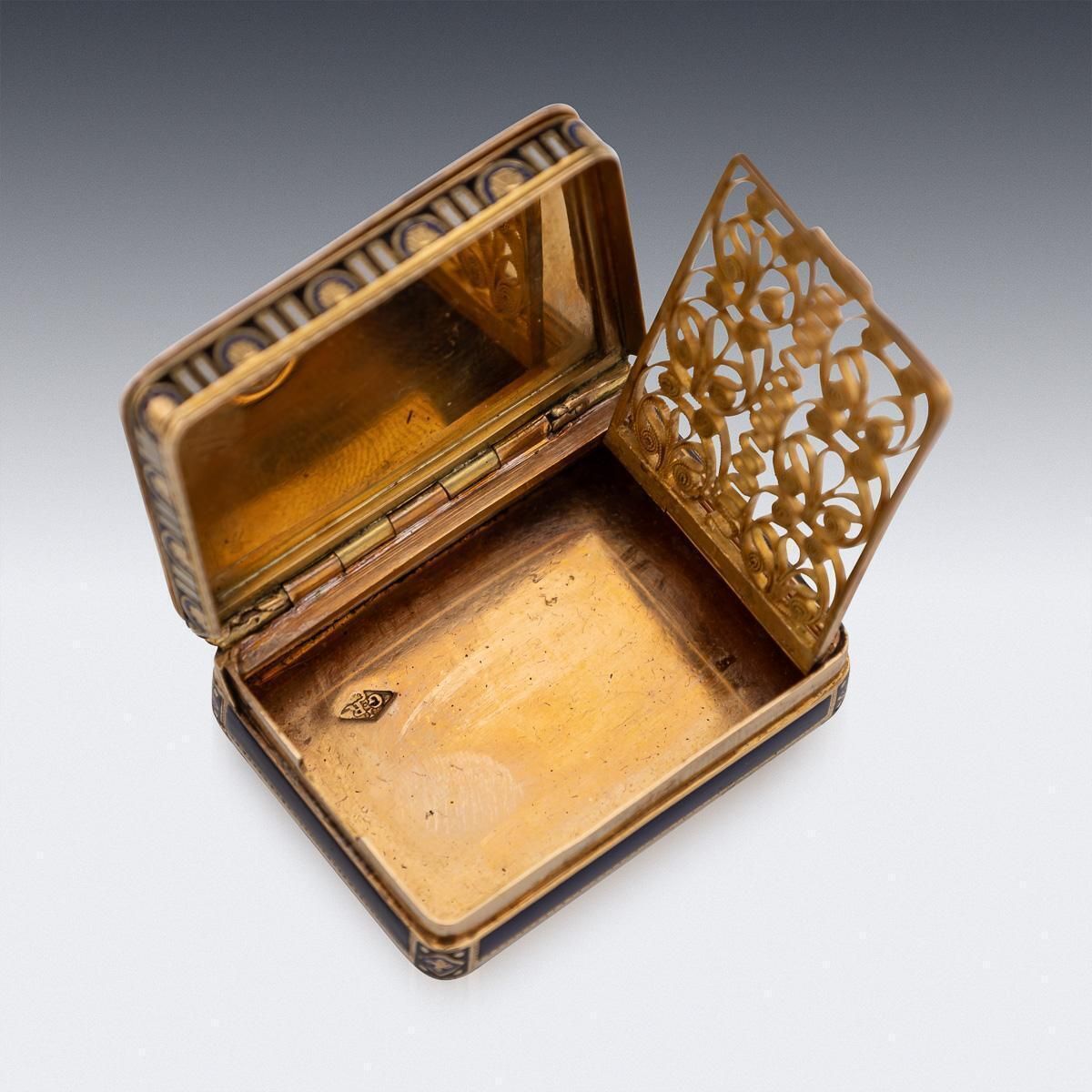 photo for sale Antique 19thc Swiss 18k Gold & Enamel Vinaigrette, Jean Georges Rémond C.1800