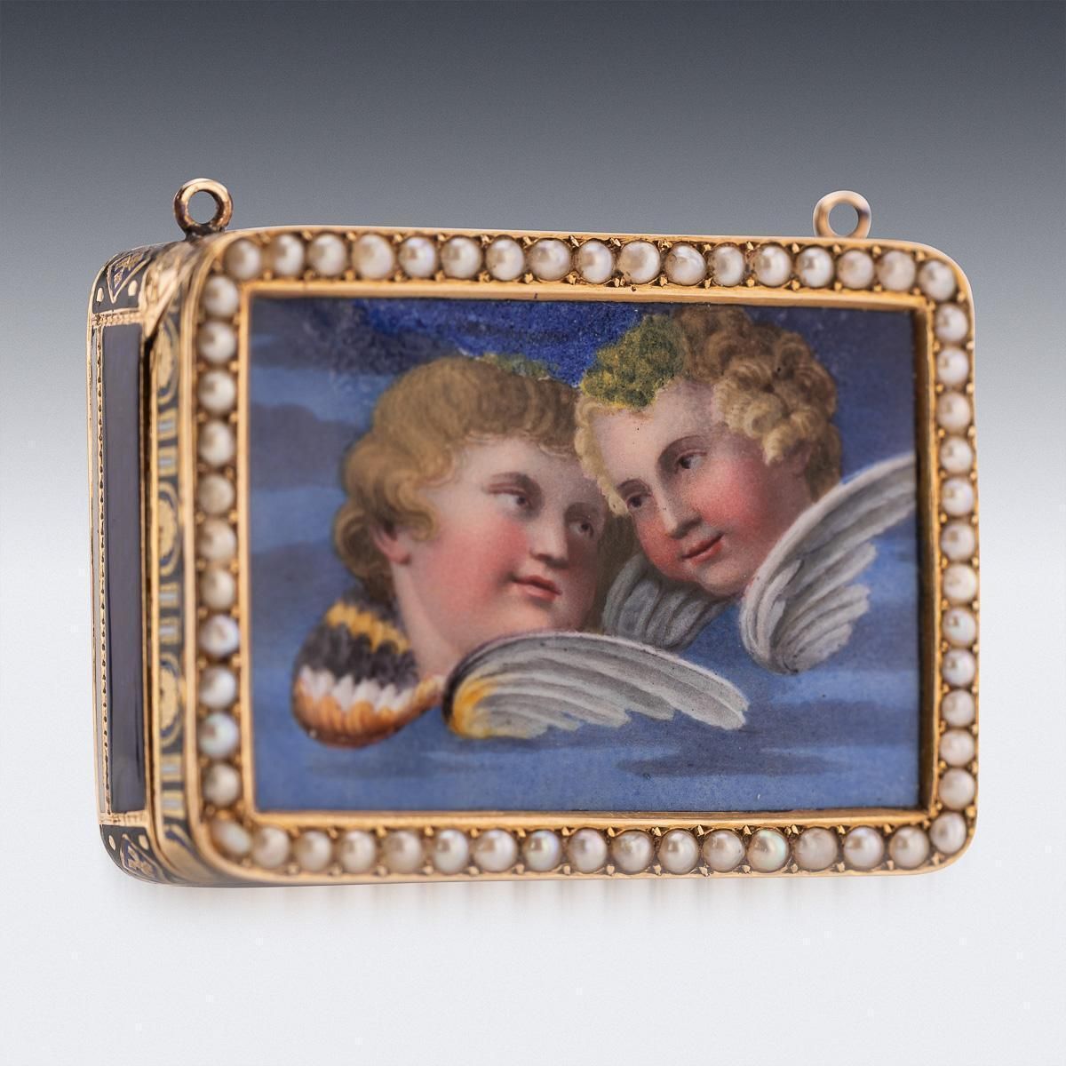 Home Decor Antique 19thc Swiss 18k Gold & Enamel Vinaigrette, Jean Georges Rémond C.1800 photo