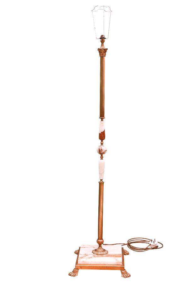 Edwardian Onyx & Bronze Floor Lamp With Lion Paw Feet 19th C. photo vinterior