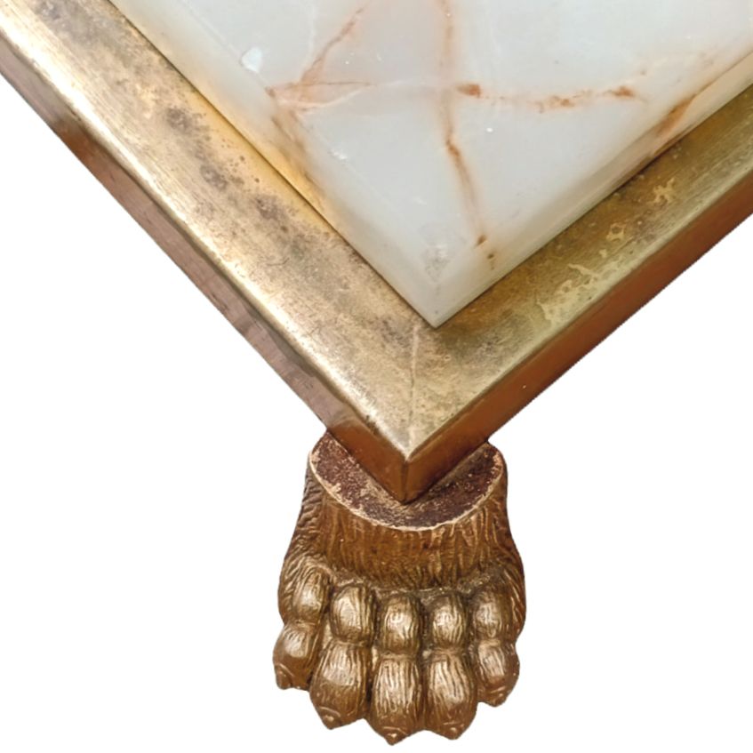 Edwardian Onyx & Bronze Floor Lamp With Lion Paw Feet 19th C. photo Lighting
