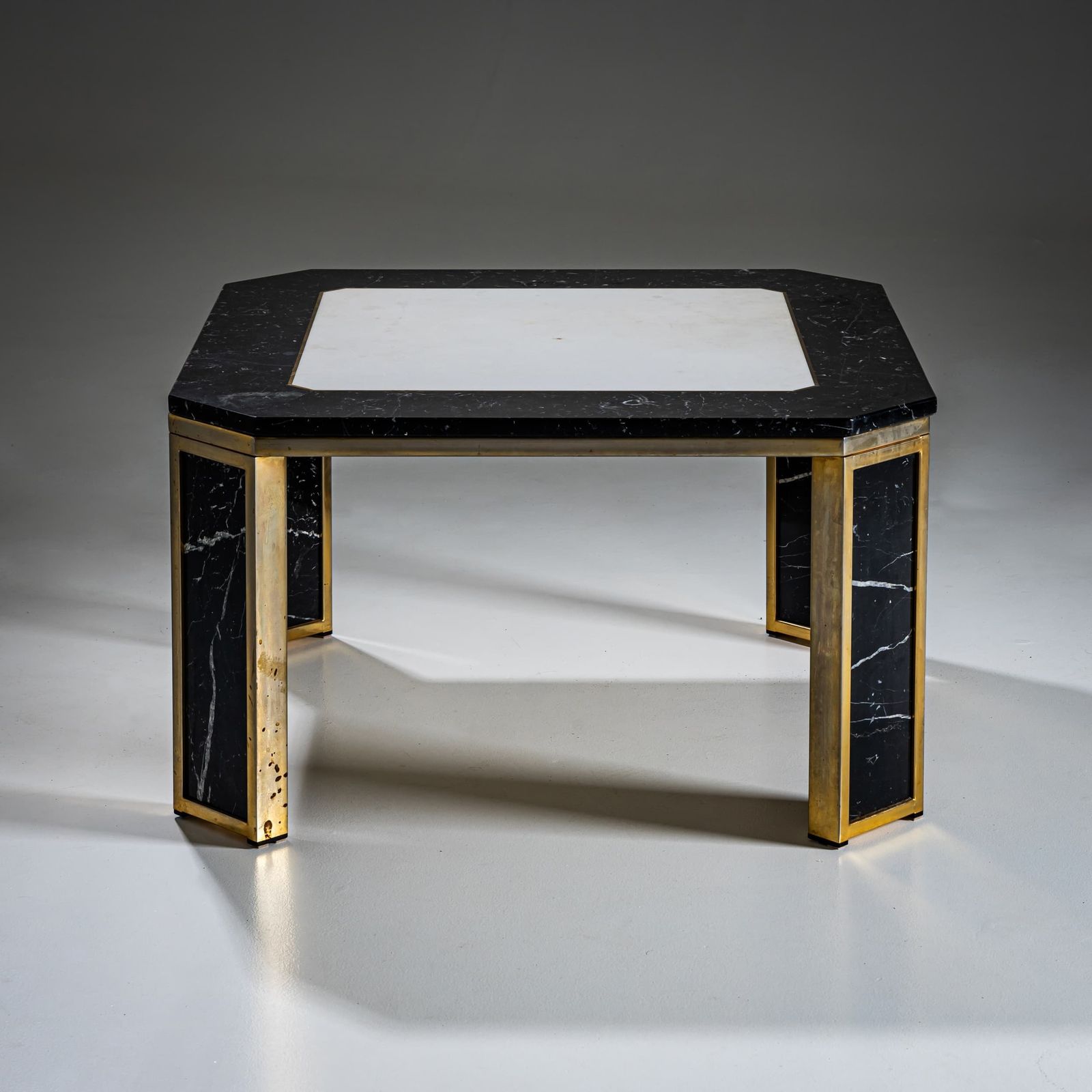 Hollywood Regency Marble And Brass Coffee Table, Probably Italy, 1970s photo 1915.0