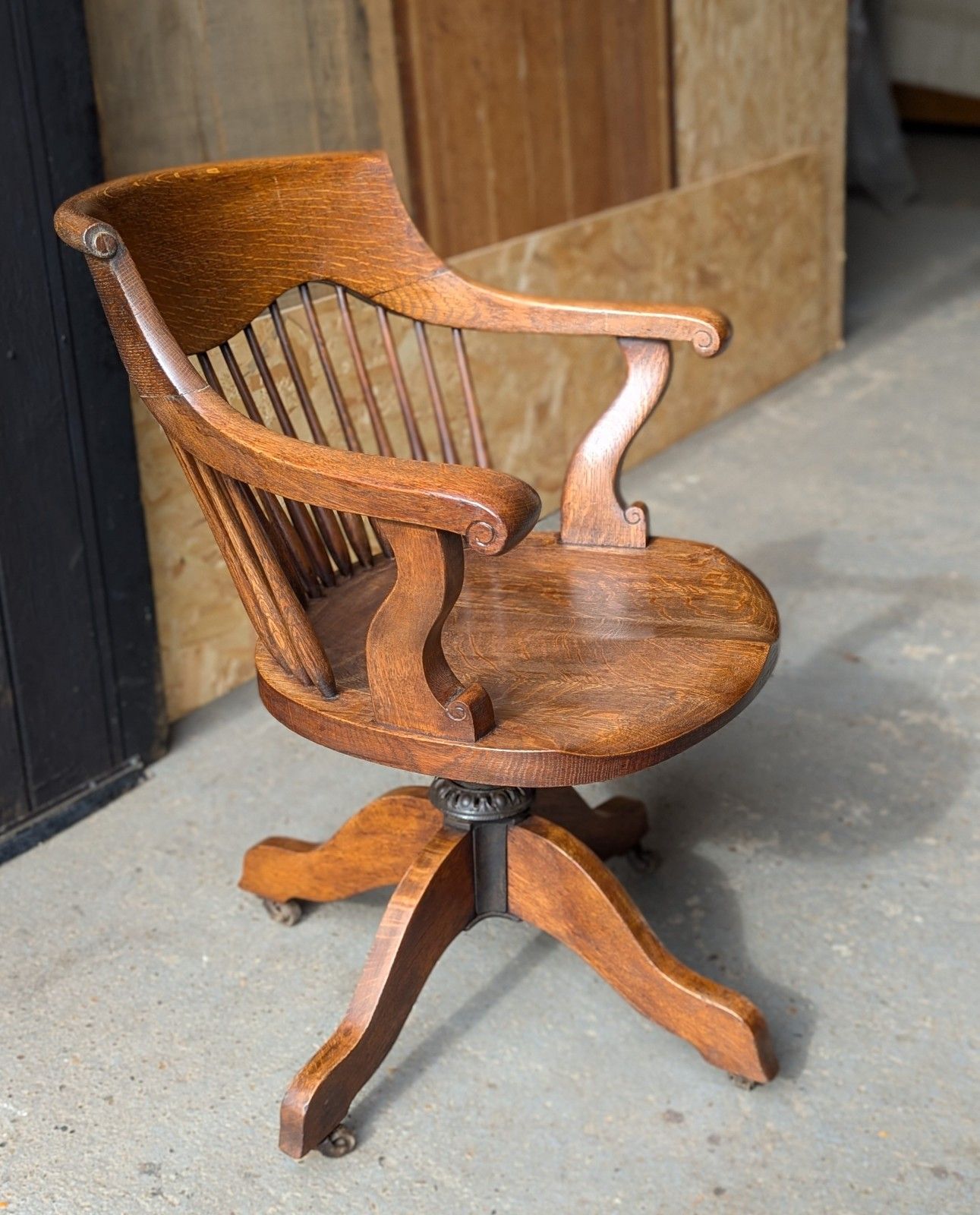 Antique Office Chair (Delivery Available) Oak C1900 photo vintage