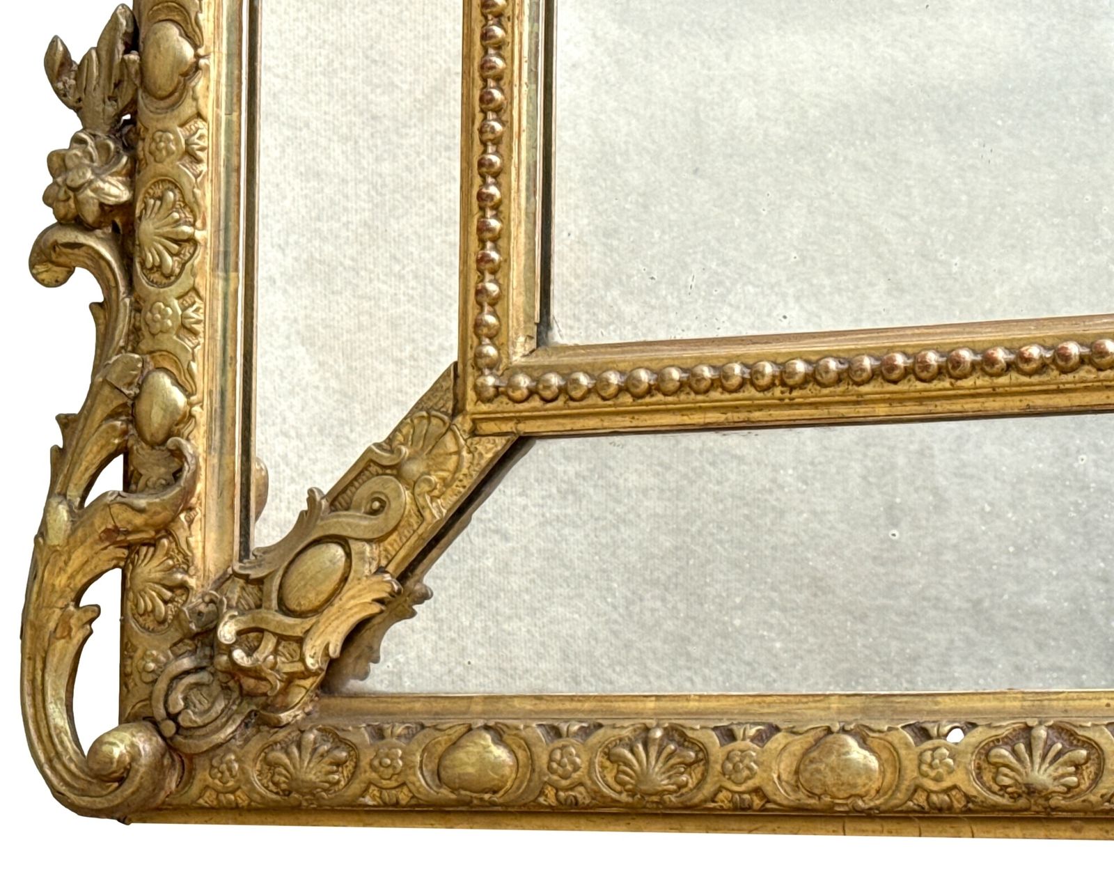 Large French 19th Century Gilt Marginal Mirror (France, Circa 1860) photo vintage