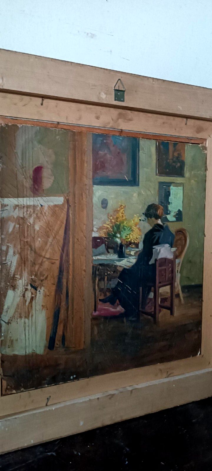 466.0 Oil On Canvas Portrait 1920s Painted On The Back Giuseppe Torelli (1881  1959) photo