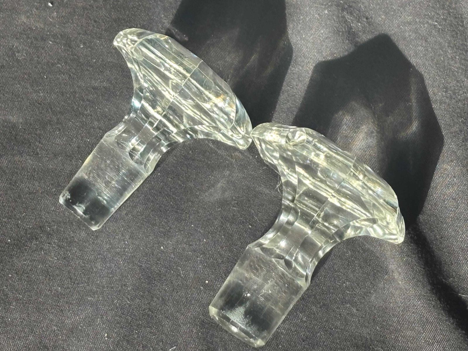 Pair Of Regency Circa 1810 Cut Glass Footed Decanters Mushroom Stoppers photo 160.0