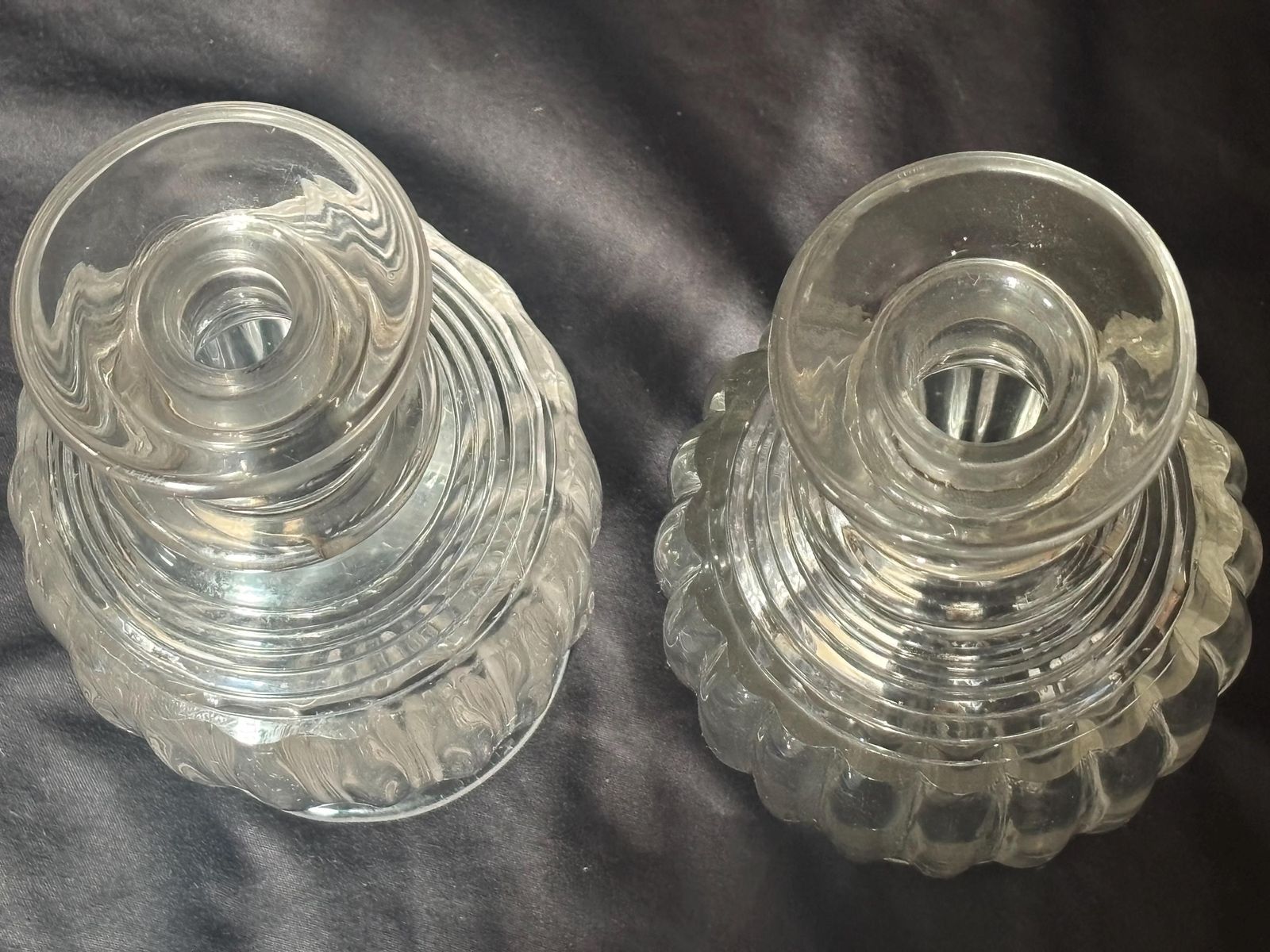 Pair Of Regency Circa 1810 Cut Glass Footed Decanters Mushroom Stoppers photo buy