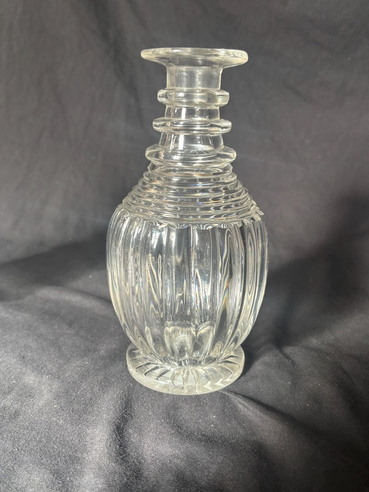 Pair Of Regency Circa 1810 Cut Glass Footed Decanters Mushroom Stoppers photo vintage