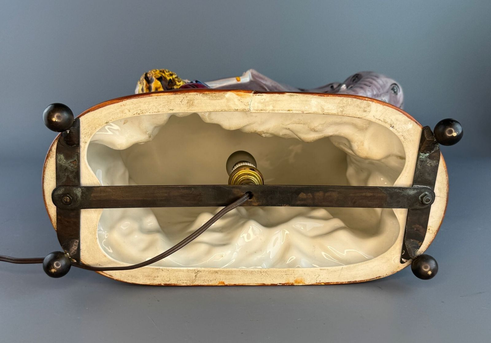 photo furniture Rare French Art Deco Porcelain 'Elephant Tamer' Perfume Lamp, Attributed To Argilor, Paris