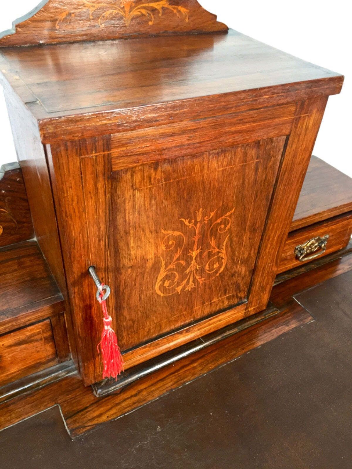 photo for sale Victorian 19th Century Wooden Ladies Desk And Drawers With Leather And Key C.1890