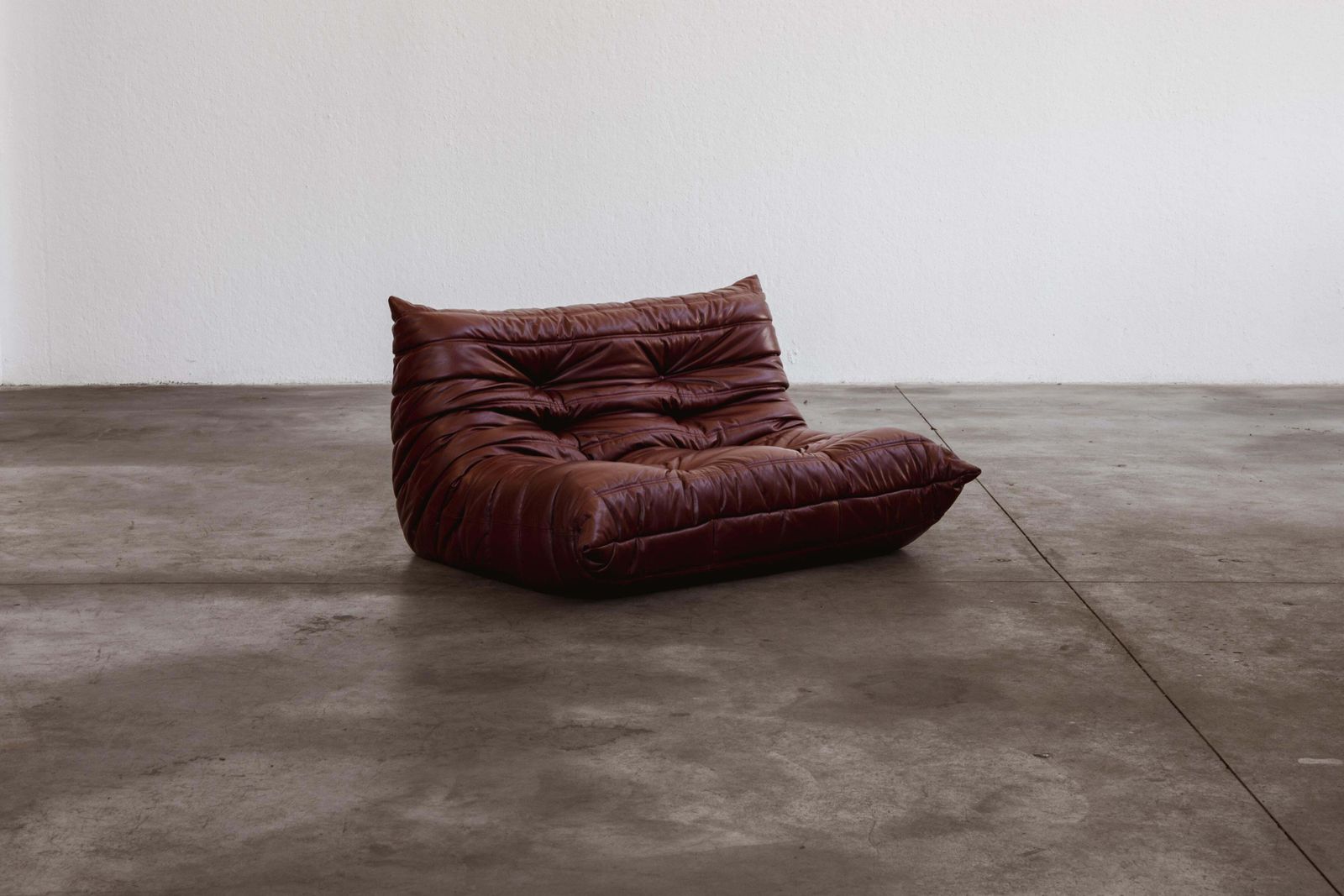 Michel Ducaroy “Togo” Two Seater Sofa For Ligne Roset, Burgundy Leather, 1973 photo furniture