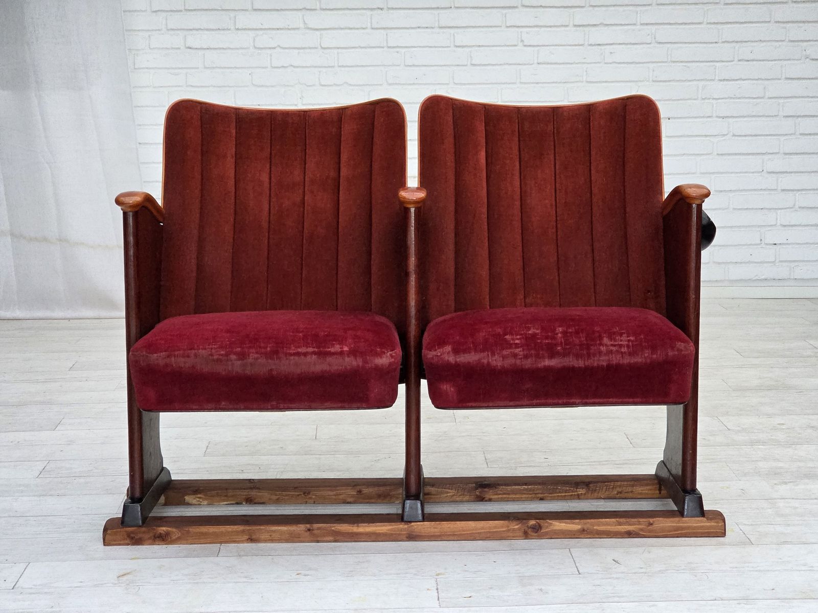 1950s, Danish Cinema/Theater Armchairs, Furniture Velour, Original Condition. photo furniture