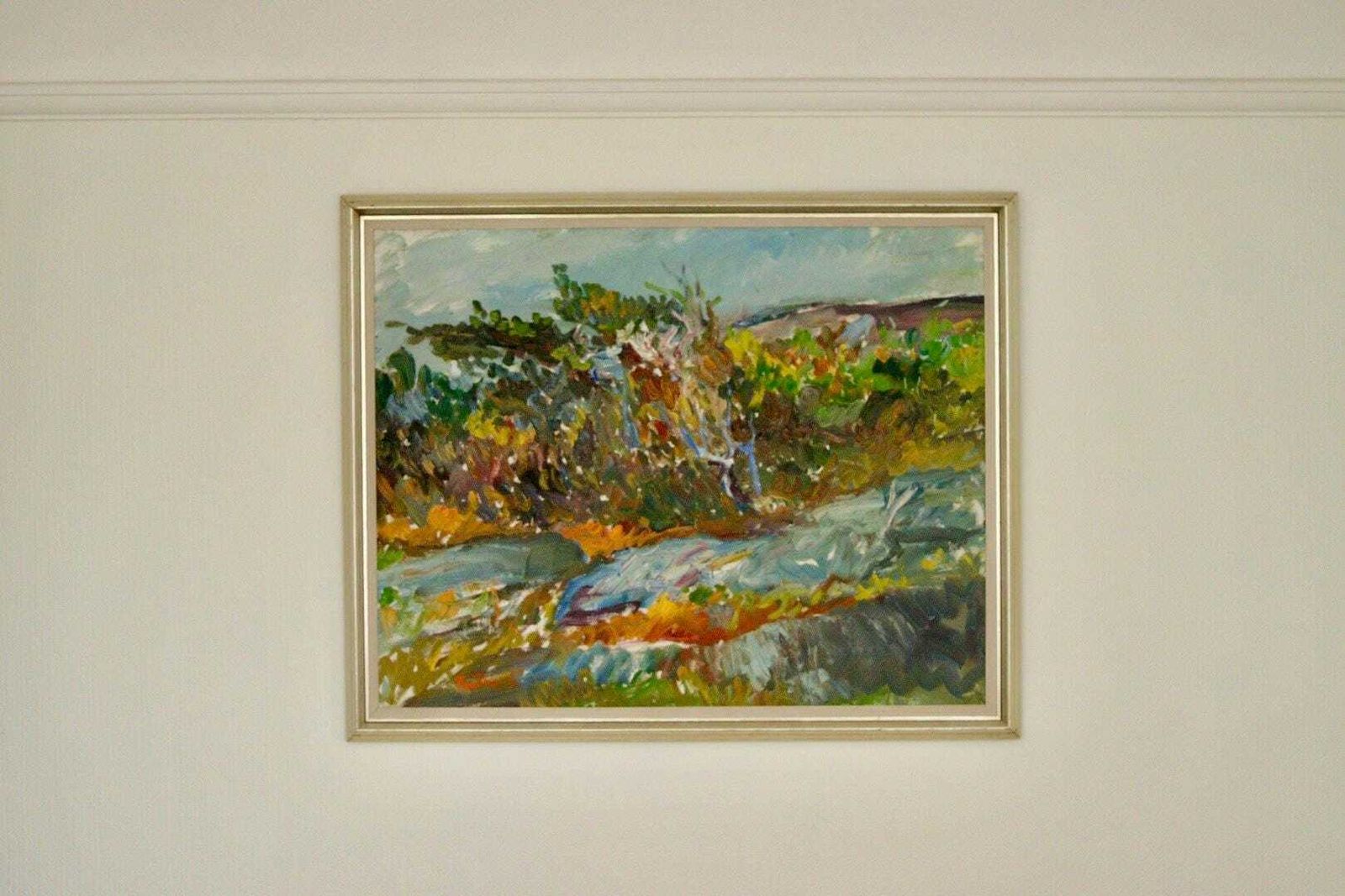 Original Mid Century Swedish Oil On Canvas   “St Eriks Kulle, Marstrand” By Per Falk Vintage & Framed | 66 X 81 Cm (26" X 31.9") photo furniture