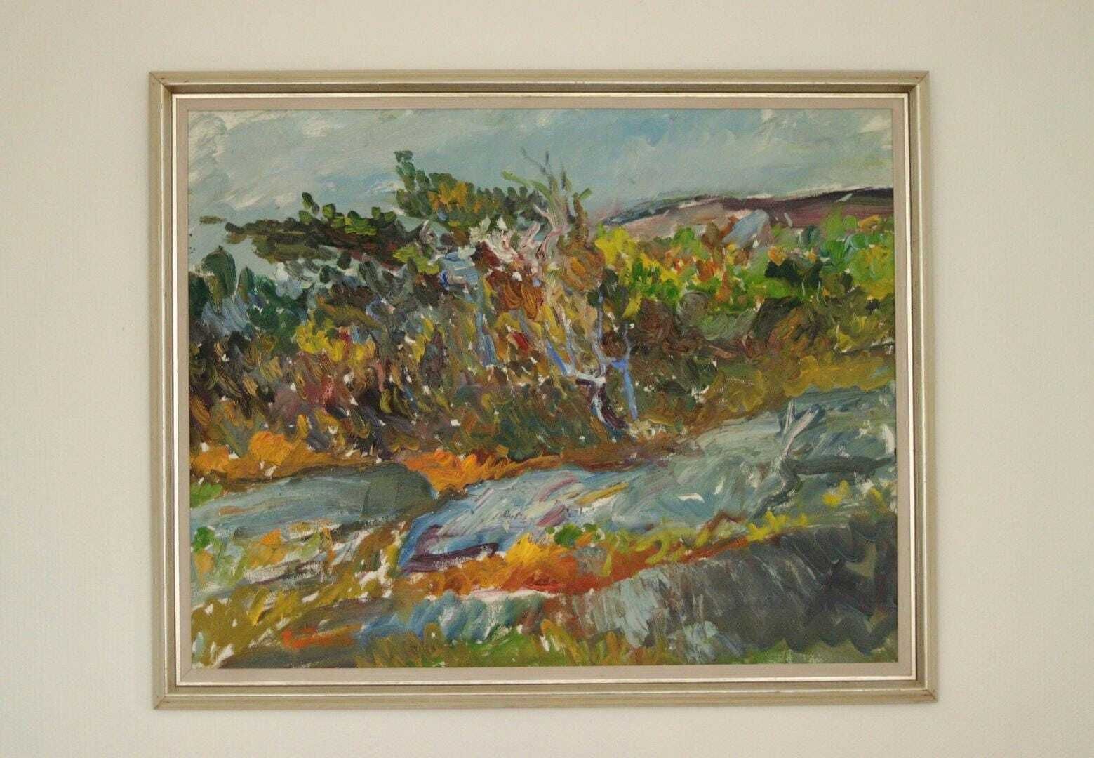 Original Mid Century Swedish Oil On Canvas   “St Eriks Kulle, Marstrand” By Per Falk Vintage & Framed | 66 X 81 Cm (26" X 31.9") photo 545.0