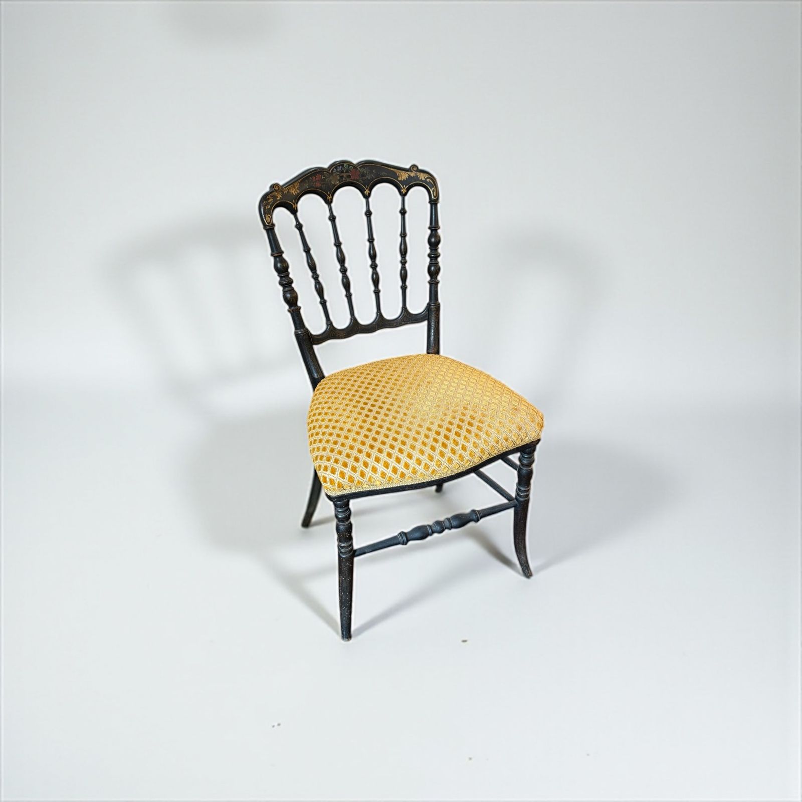 Napoleon III Ebonised And Handpainted Occasional Chair