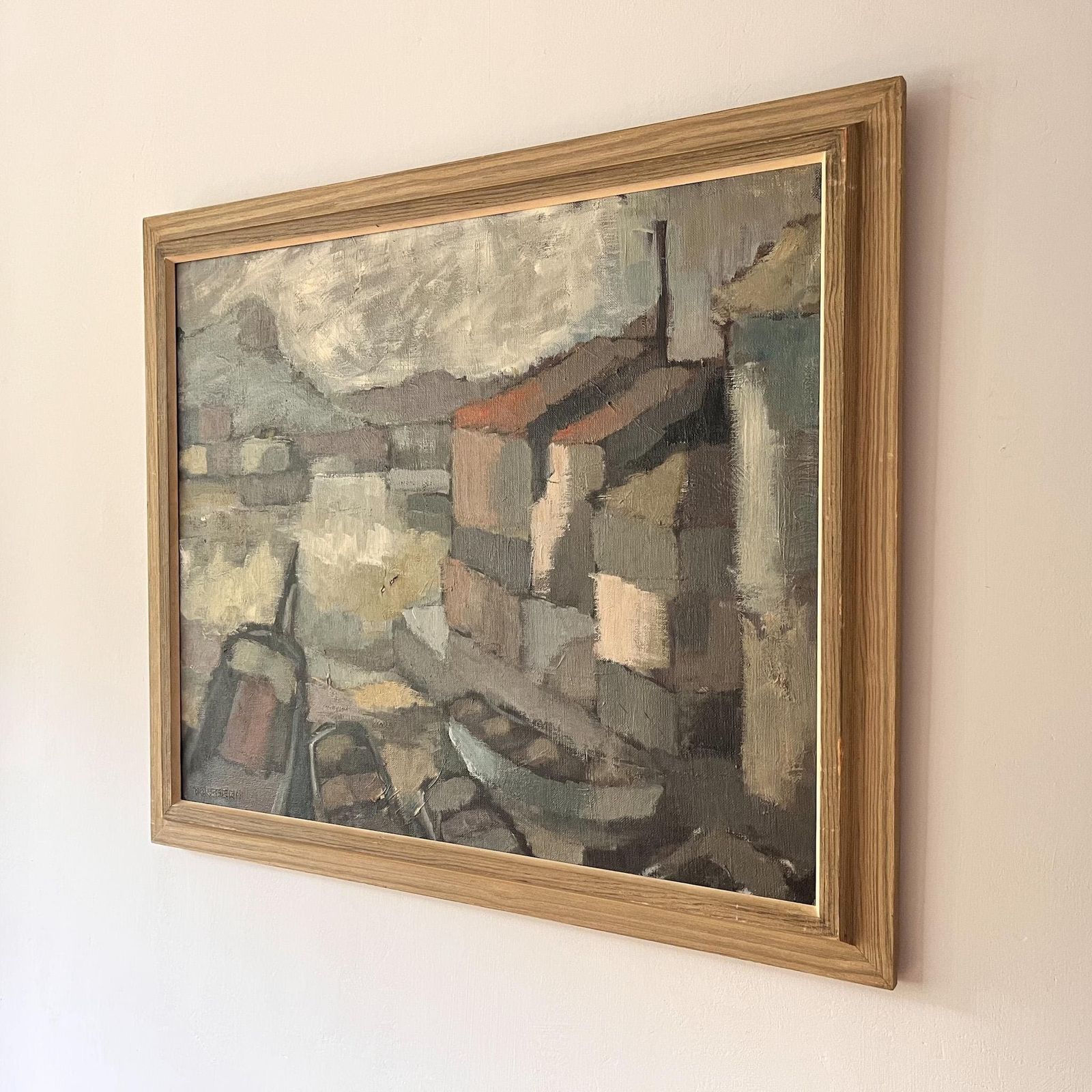 Swedish Oil On Canvas Painting With Harbour Motif, Signed Bo Forsberg photo furniture