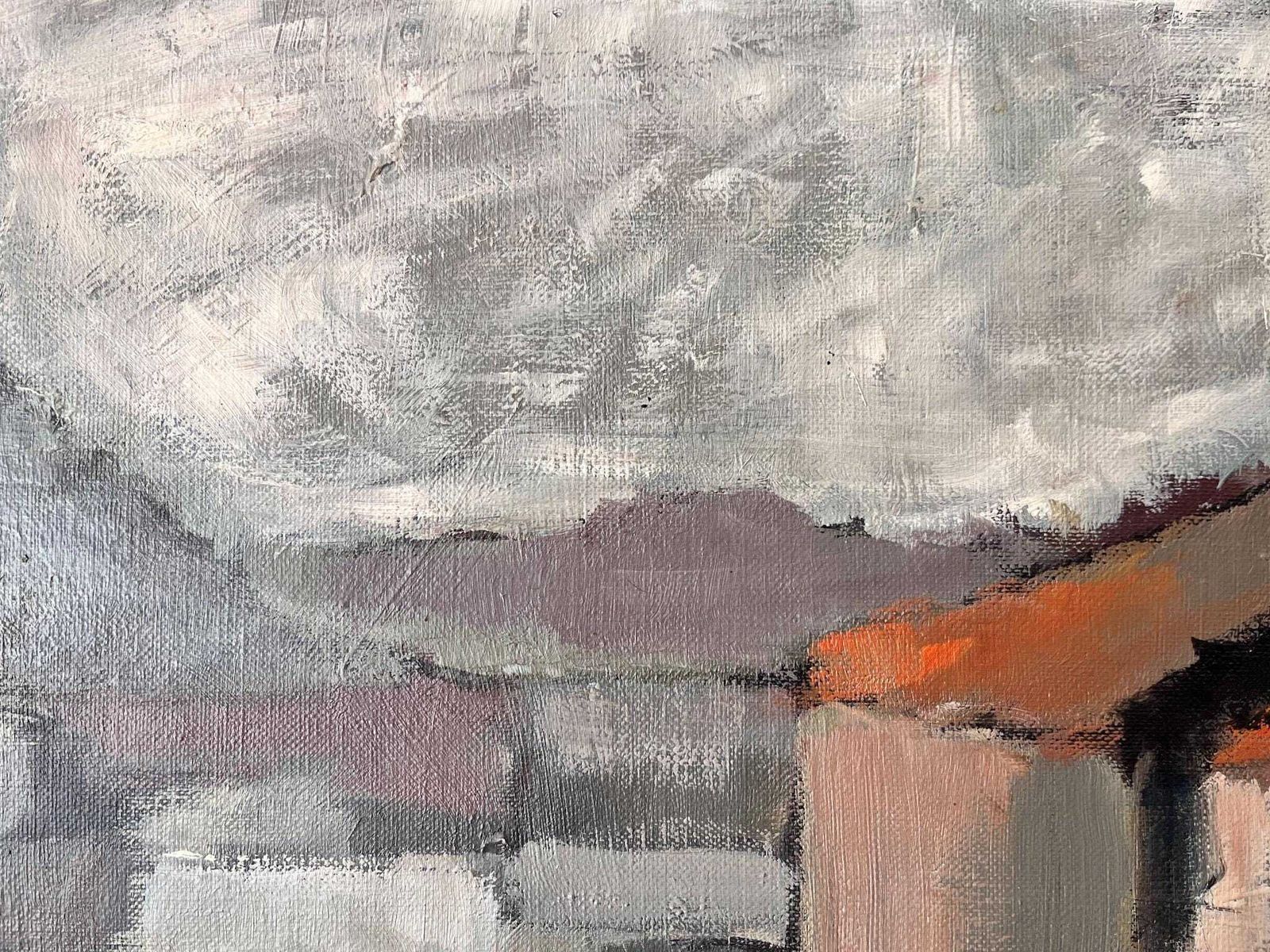 Swedish Oil On Canvas Painting With Harbour Motif, Signed Bo Forsberg photo vinterior
