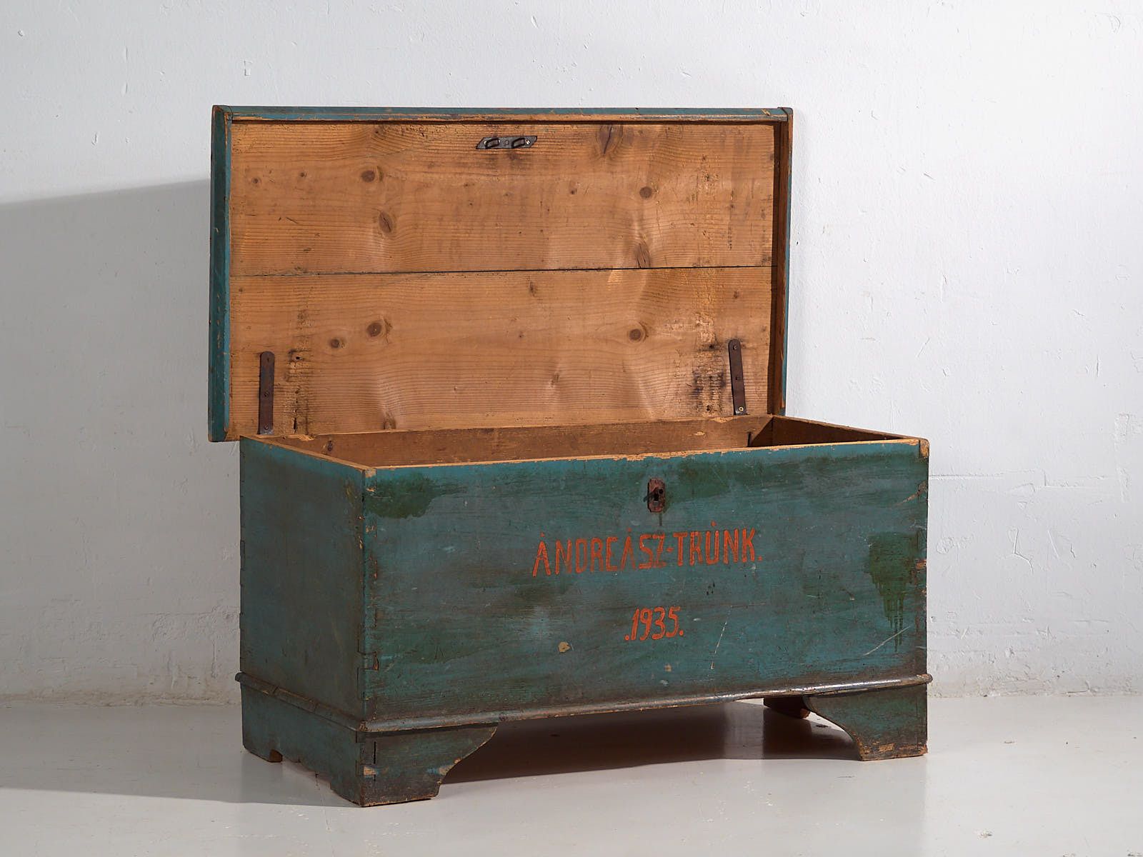 Antique Chest With Turquoise Green Patina (Year 1935) #10 photo furniture