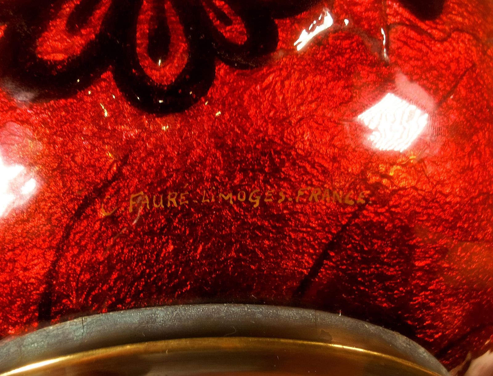 Large Art Déco Enamel Vase 'Volants Et Dentelles', Camille Fauré, France 1925/30 photo buy