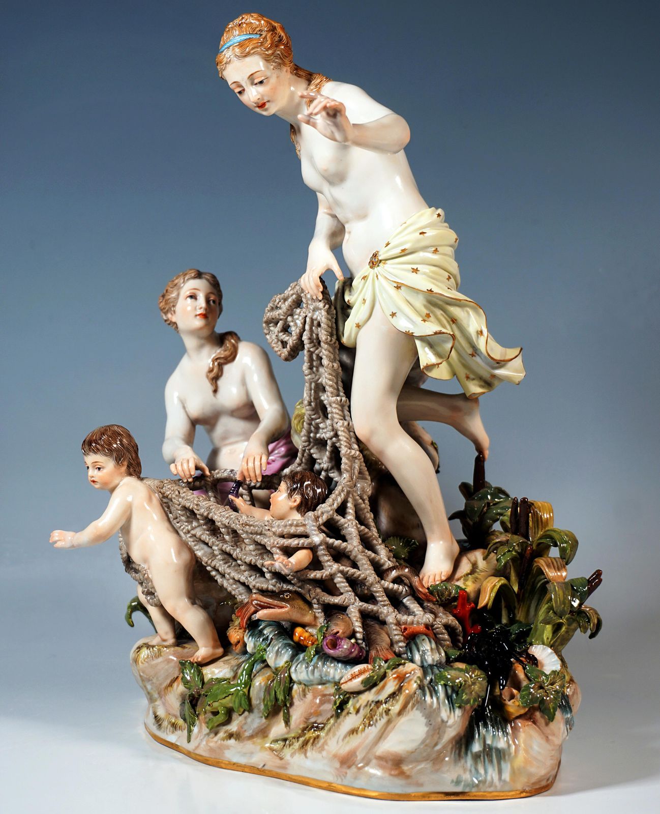 Large Mythological Meissen Group 'The Catch Of The Triton', J.J. Kändler, C 1860 photo Home Decor