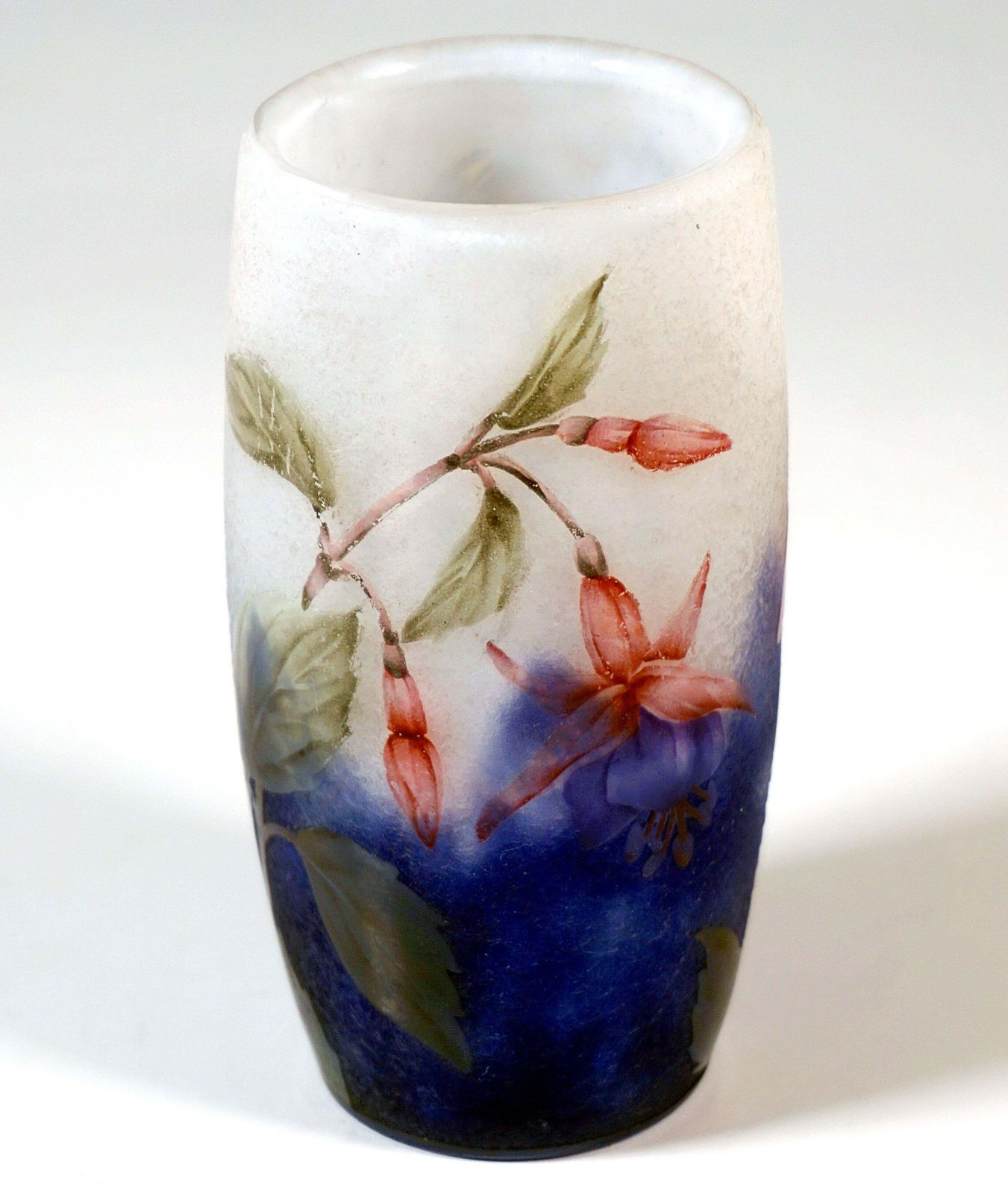 Art Nouveau Cameo Vase 'Fuchsia', Daum Nancy, France, Circa 1910 photo Home Decor