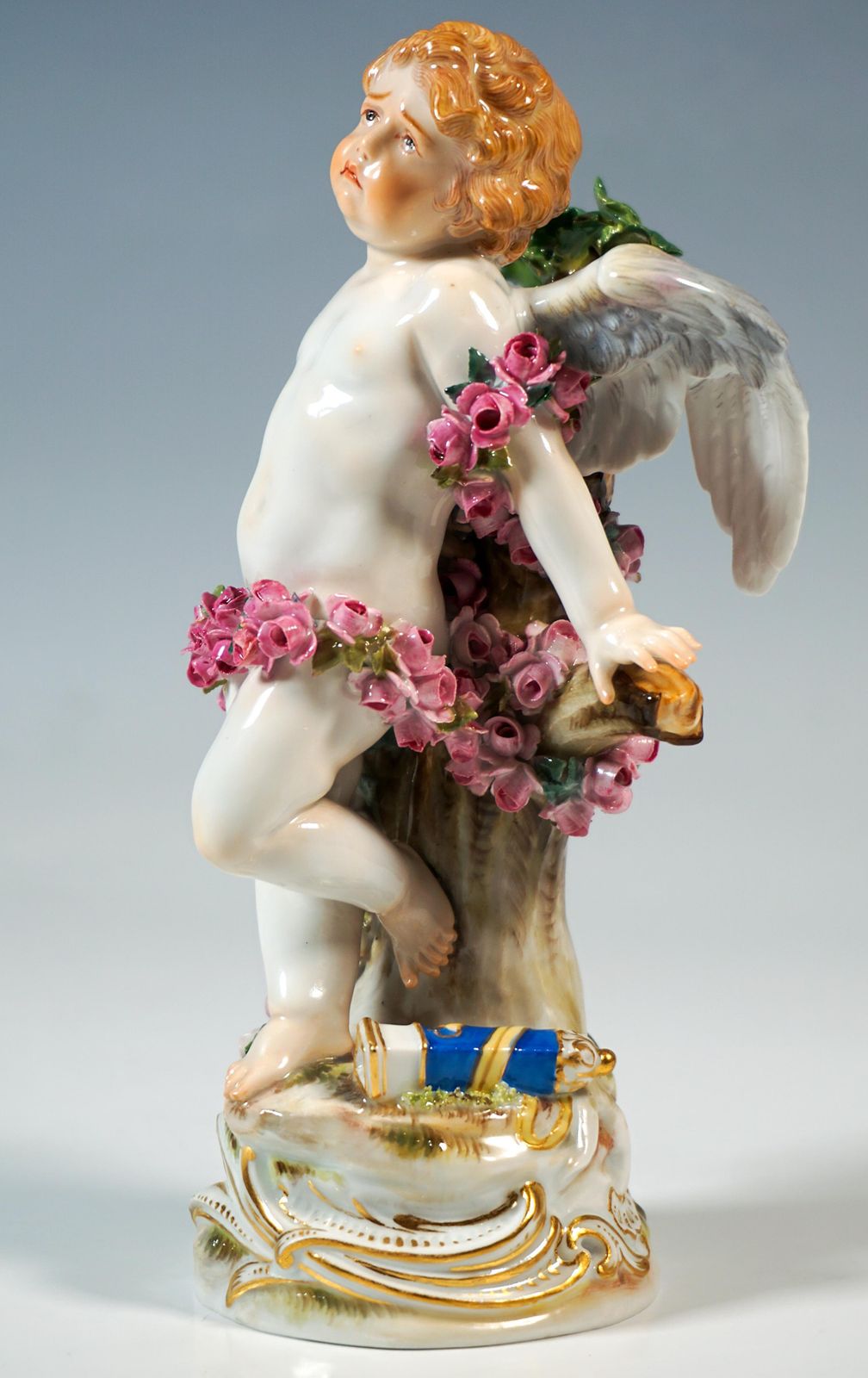 Meissen Art Nouveau Figure 'Tied Up Cupid' By Paul Helmig, Germany Circa 1900 photo vintage