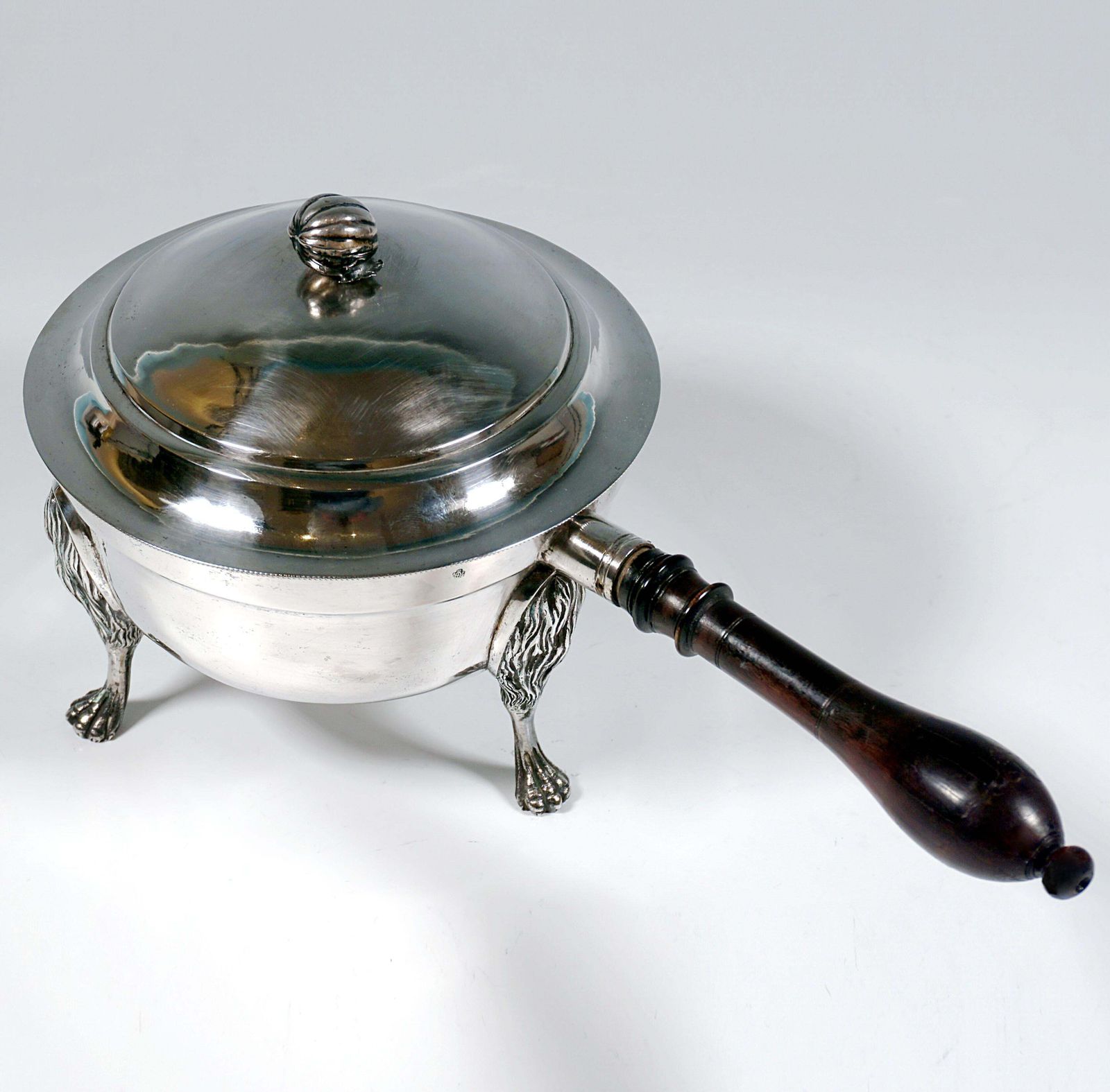Antique Vienna Empire Silver Lidded Saucepan On Lion's Legs, Dated 1794 photo furniture