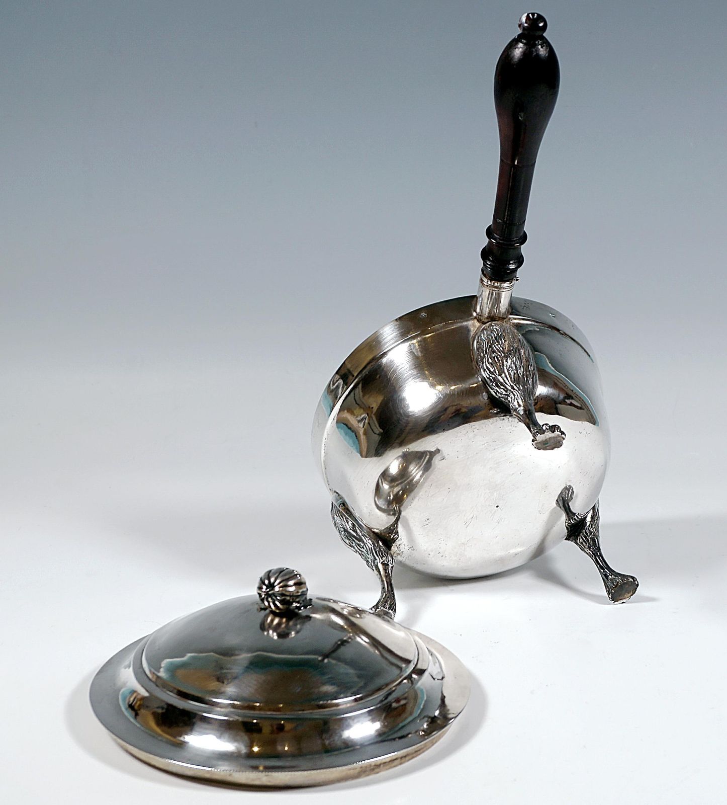 Antique Vienna Empire Silver Lidded Saucepan On Lion's Legs, Dated 1794 photo 2398.0