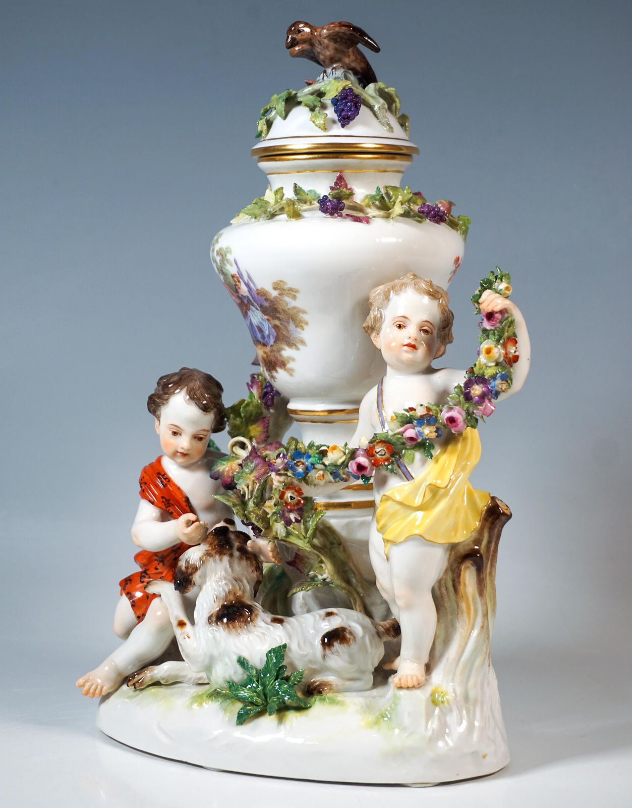 Meissen Cupid Group With Dog And Potpourri, By J.J. Kaendler, Germany, Ca 1870 photo Home Decor