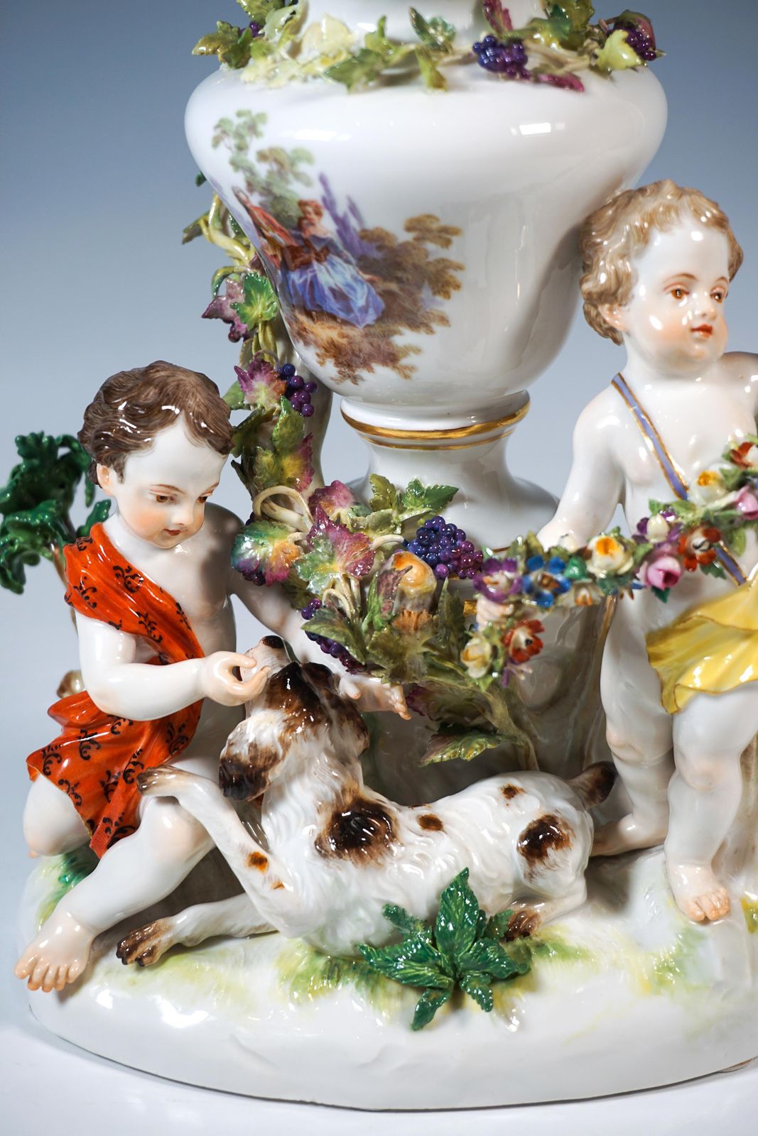 photo for sale Meissen Cupid Group With Dog And Potpourri, By J.J. Kaendler, Germany, Ca 1870